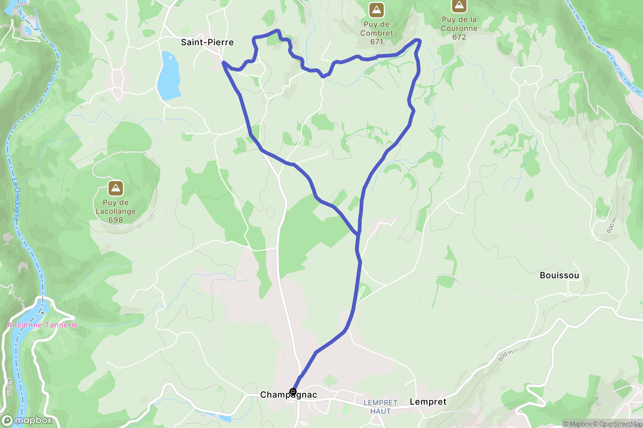 Champagnac : carte du parcours de randonnée - France