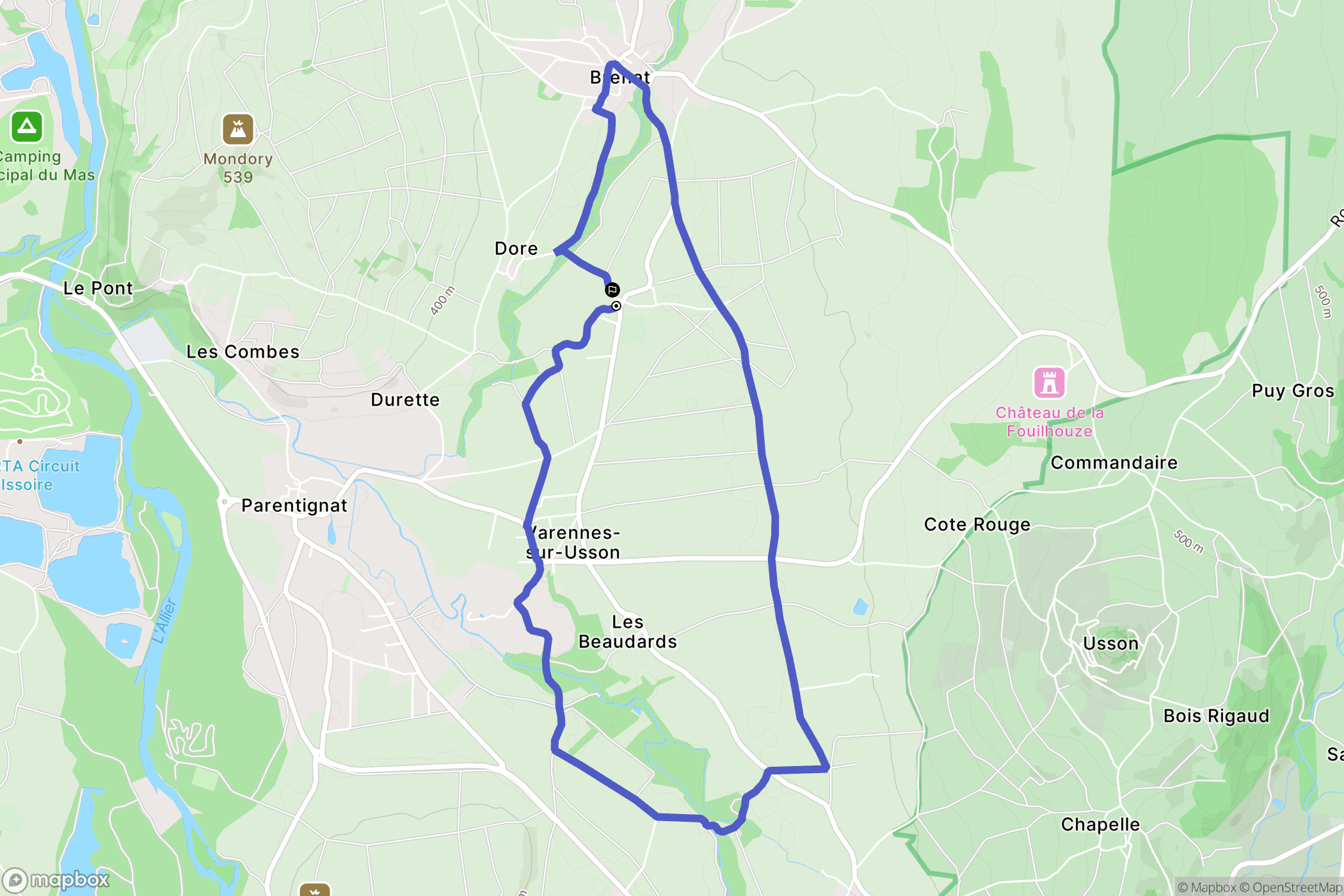 Brenat : carte du parcours de randonnée - France