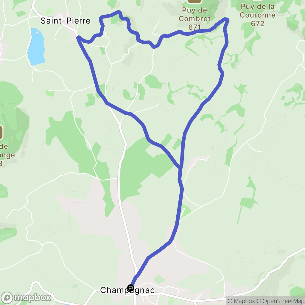 Champagnac : carte du parcours de randonnée - France