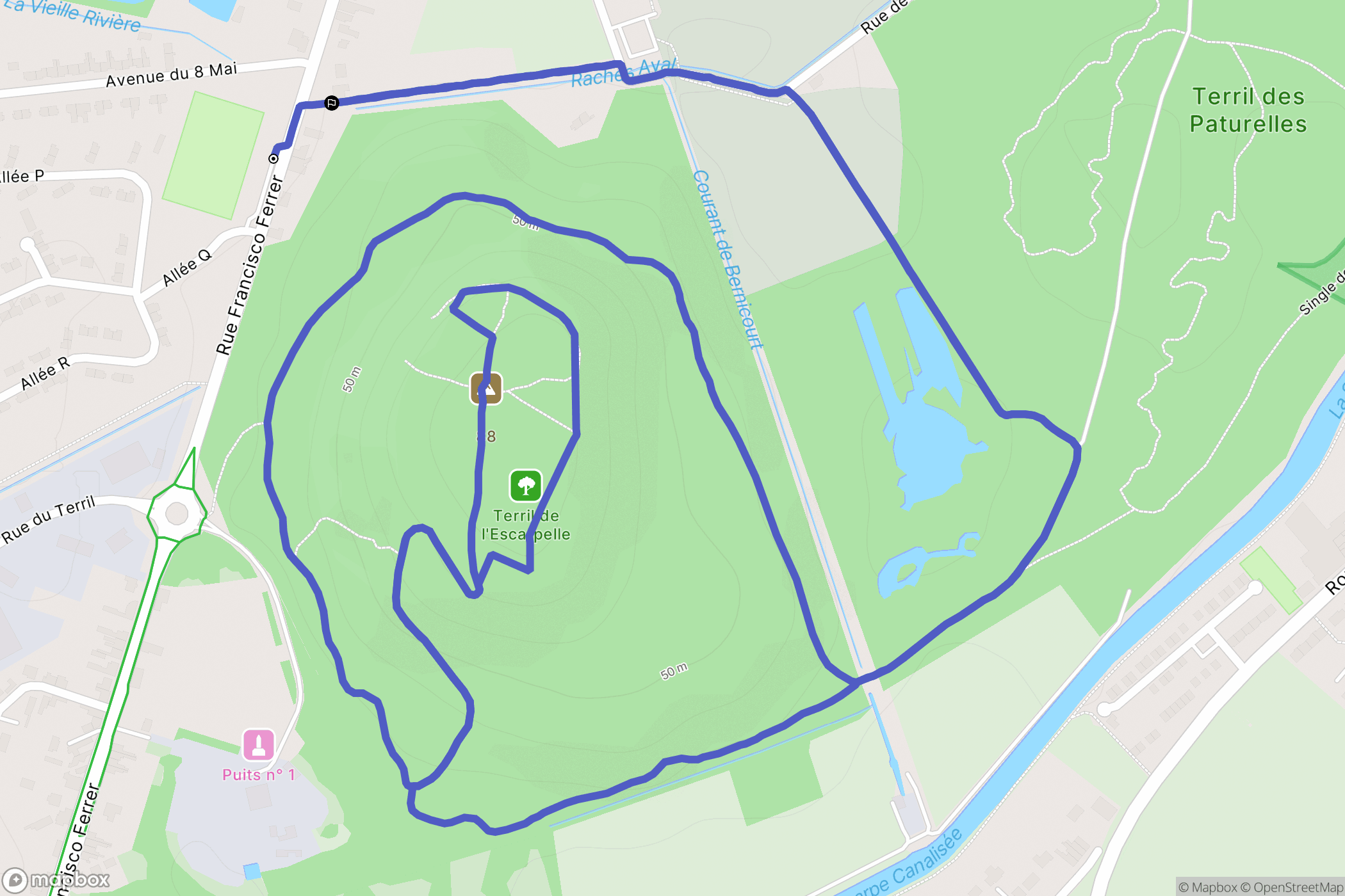 Roost-Warendin : carte du parcours de randonnée - France