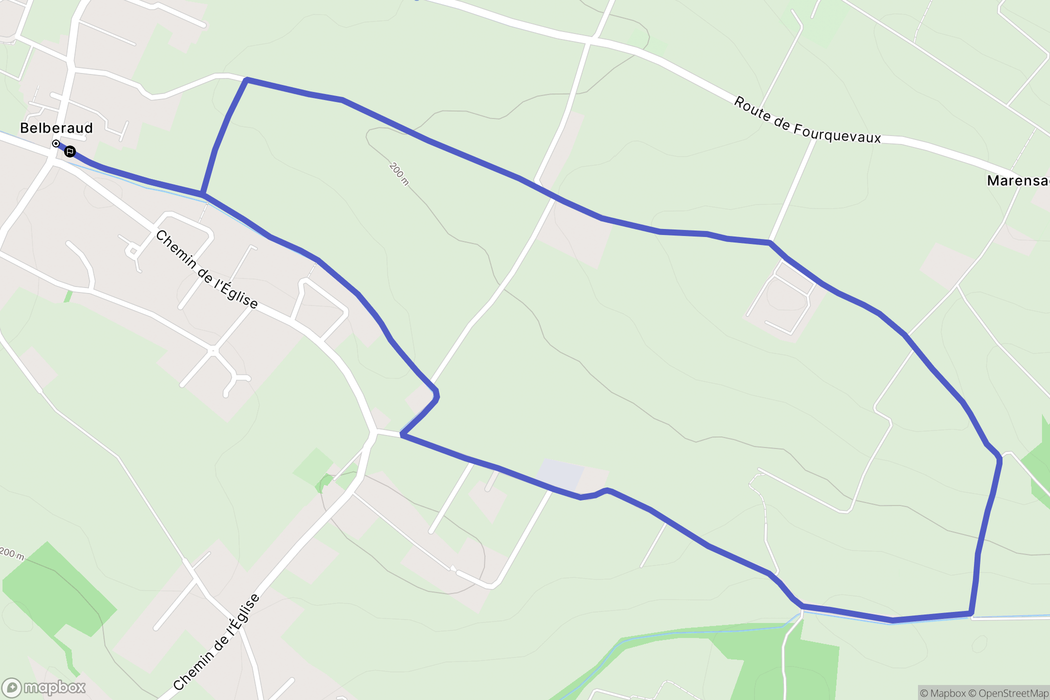 Belberaud : carte du parcours de randonnée - France