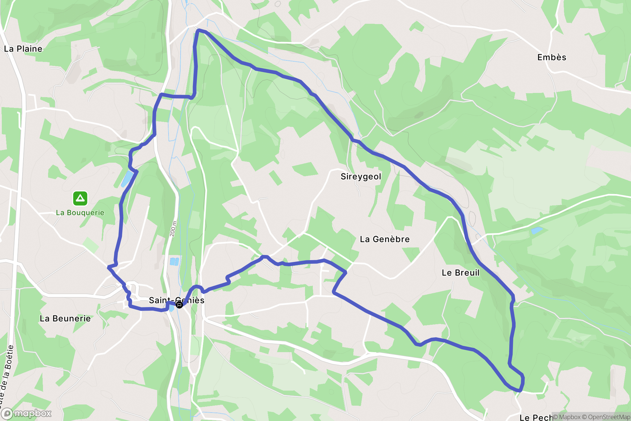 Saint-Genies : carte du parcours de randonnée - France