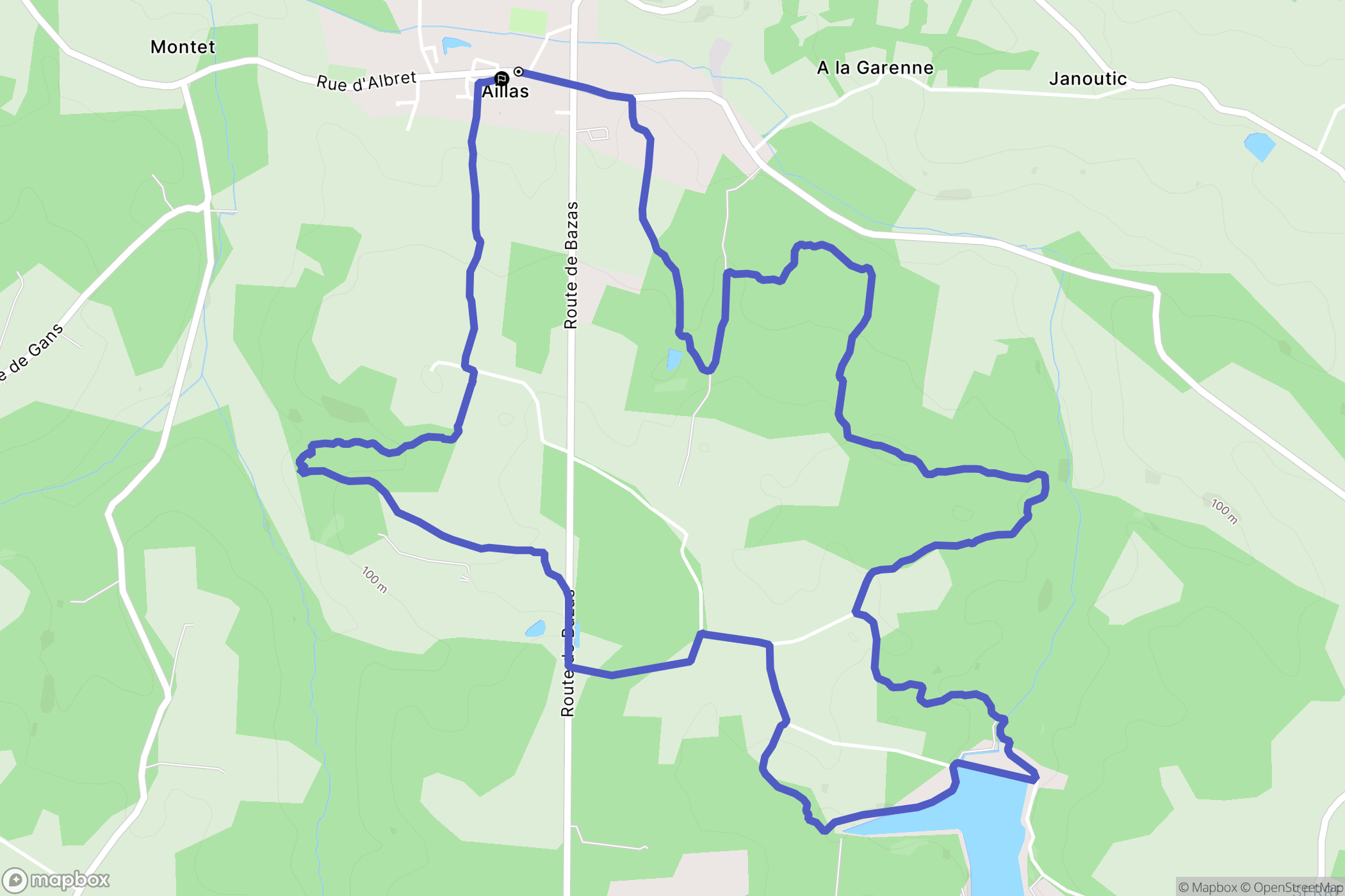 Aillas : carte du parcours de randonnée - France