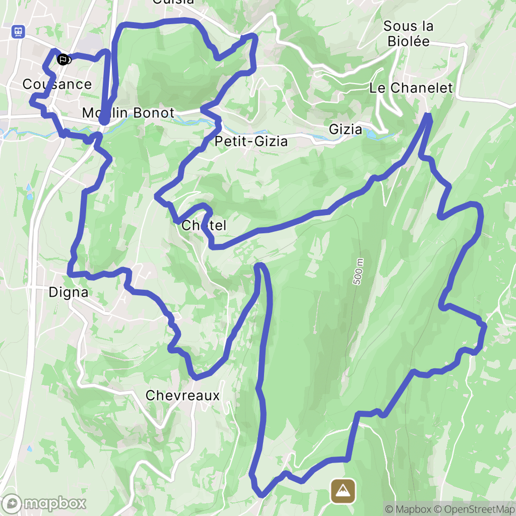 Cousance : carte du parcours de randonnée - France