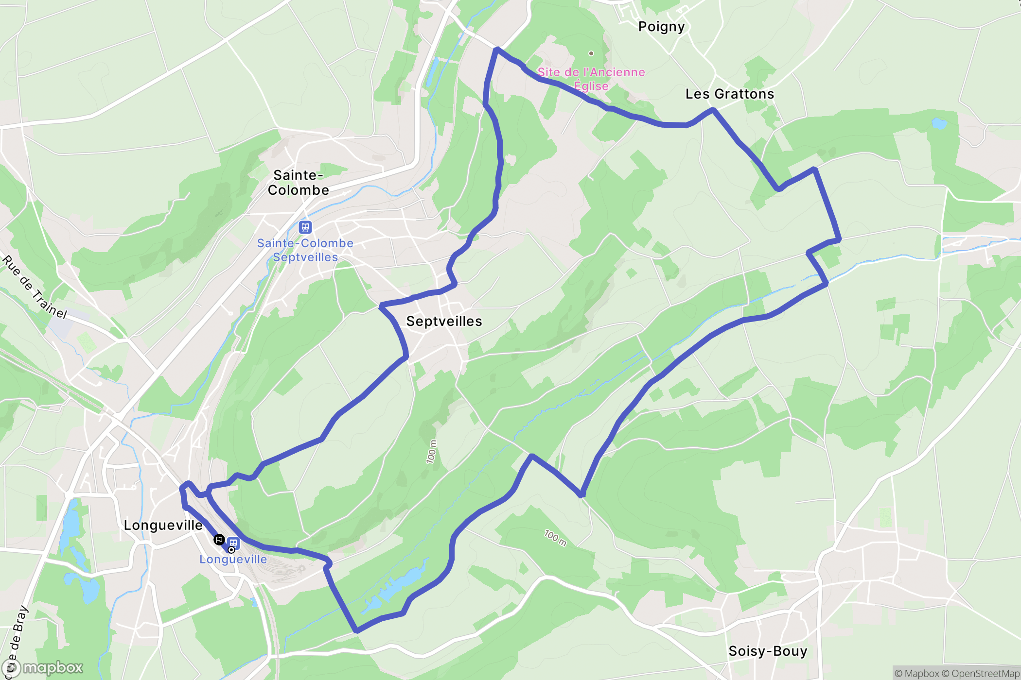 Longueville : carte du parcours de randonnée - France