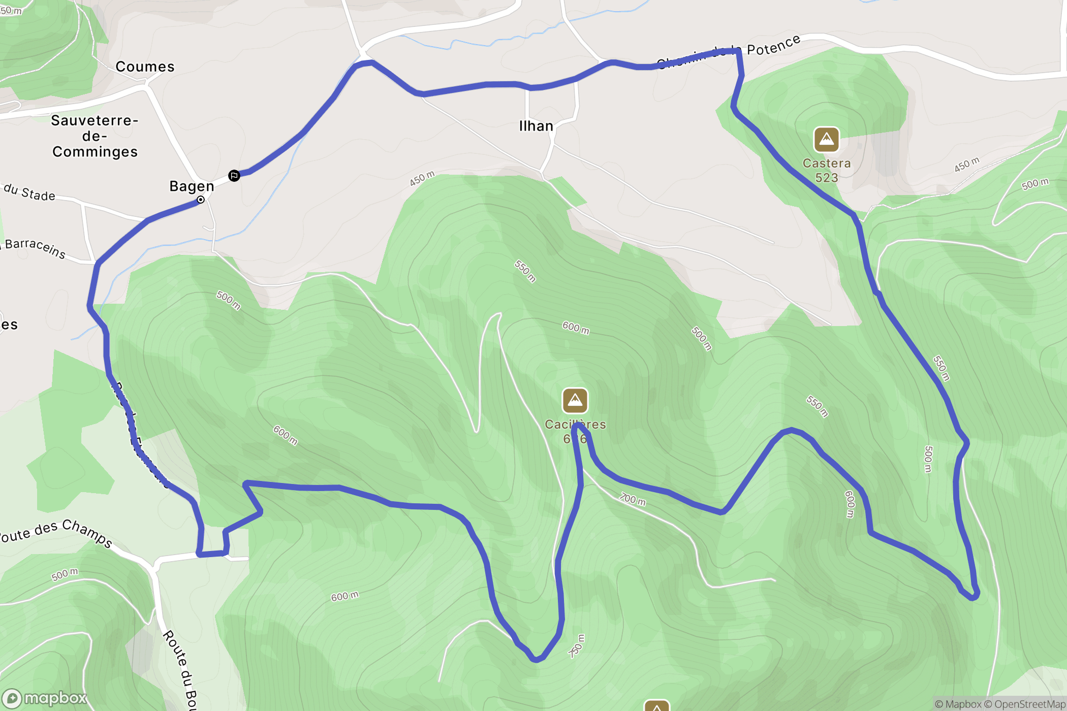 Sauveterre-de-Comminges : carte du parcours de randonnée - France
