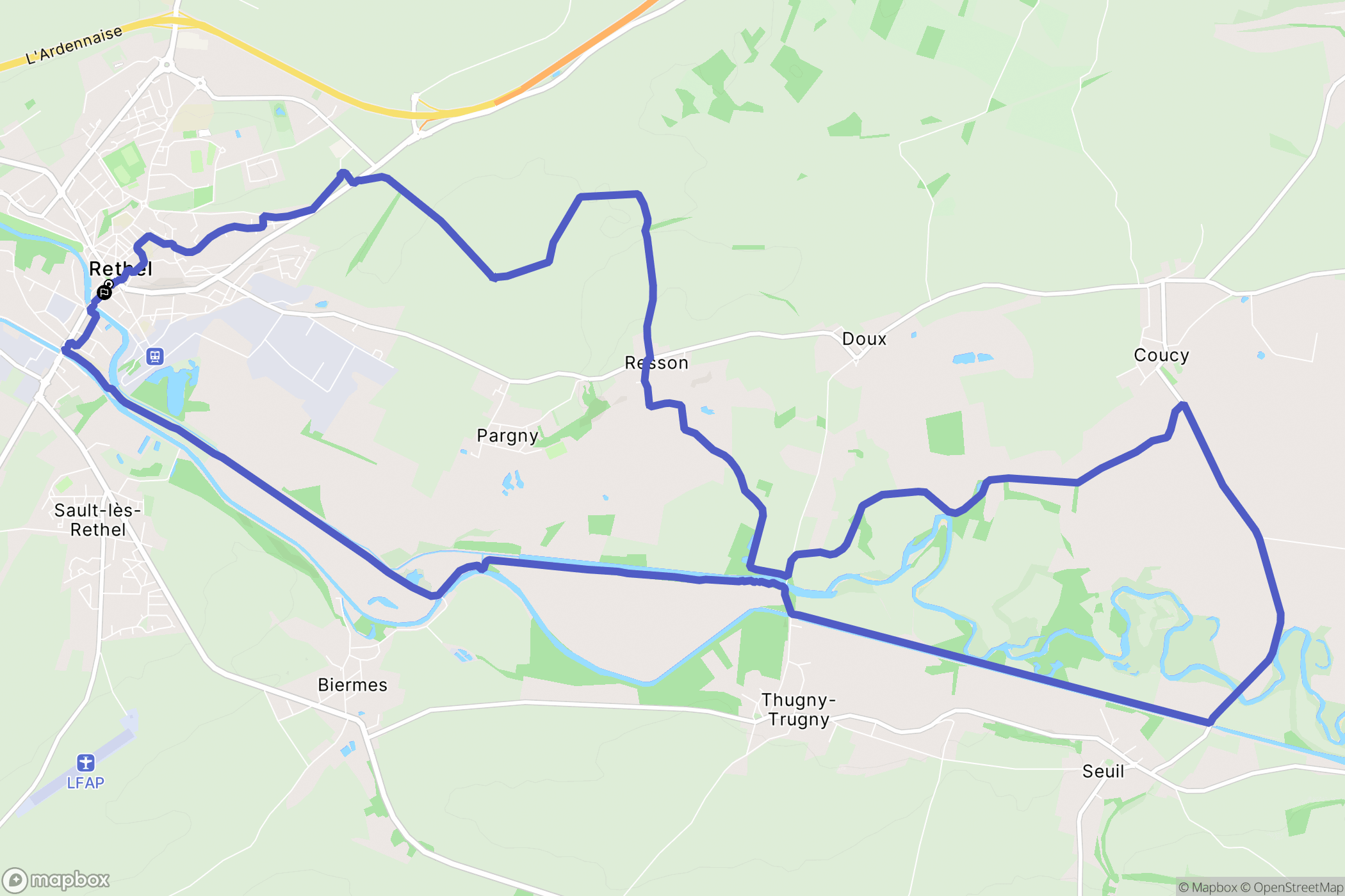 Rethel : carte du parcours de randonnée - France