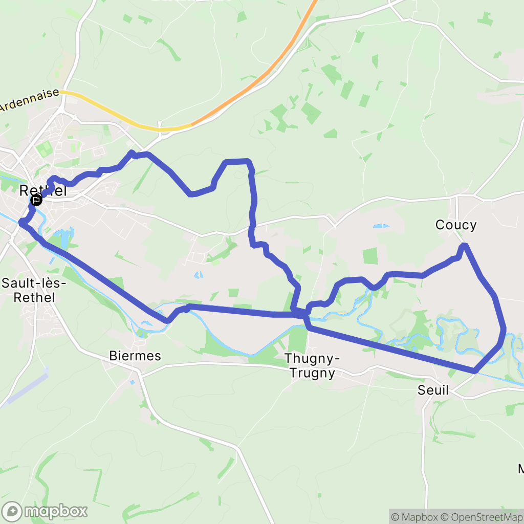 Rethel : carte du parcours de randonnée - France