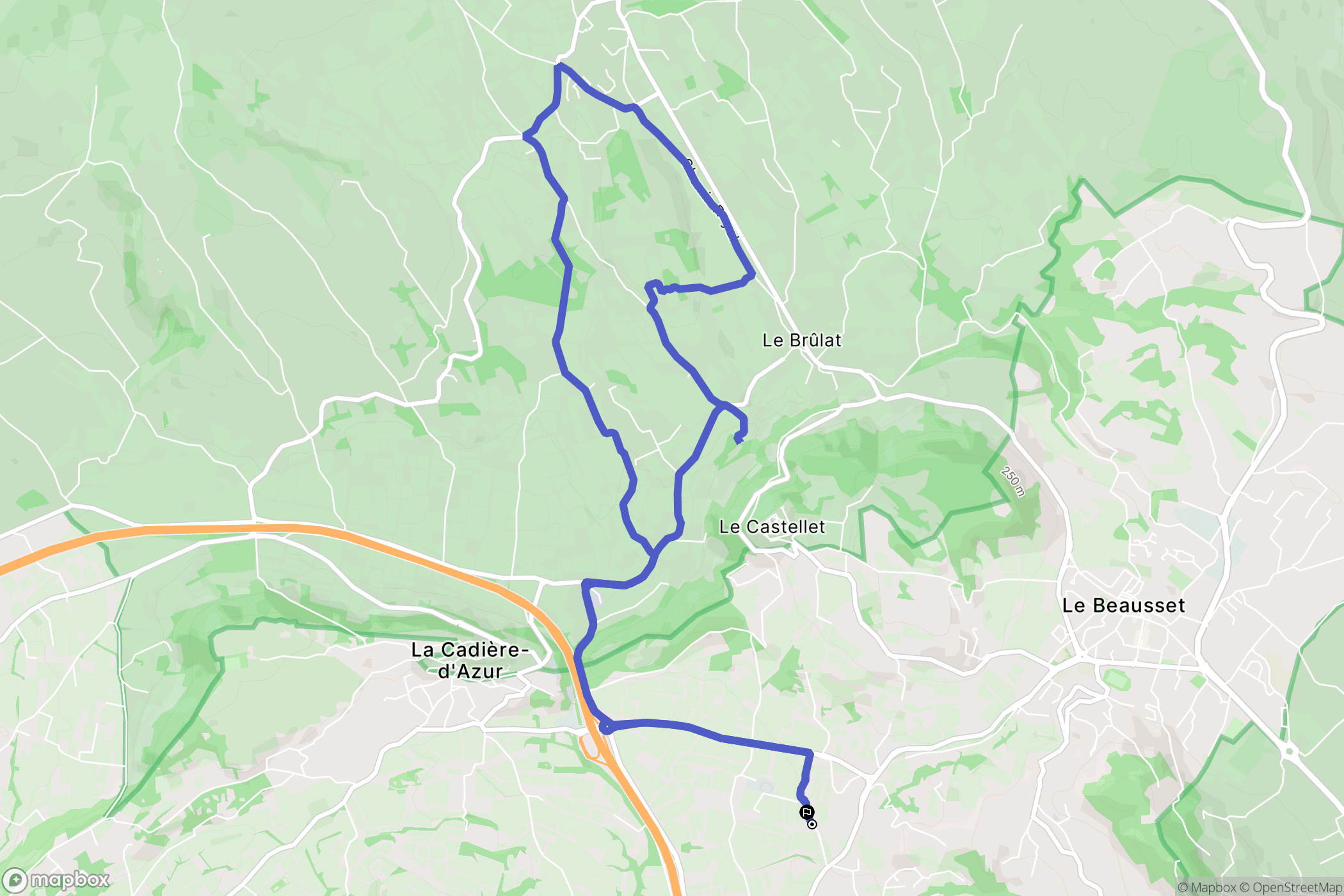 Le Castellet : carte du parcours de randonnée - France