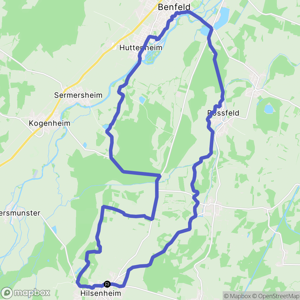 Hilsenheim : carte du parcours de randonnée - France