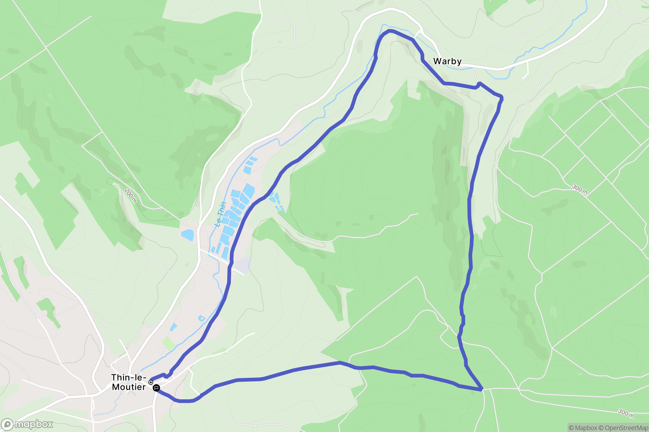 Thin-le-Moutier : carte du parcours de randonnée - France