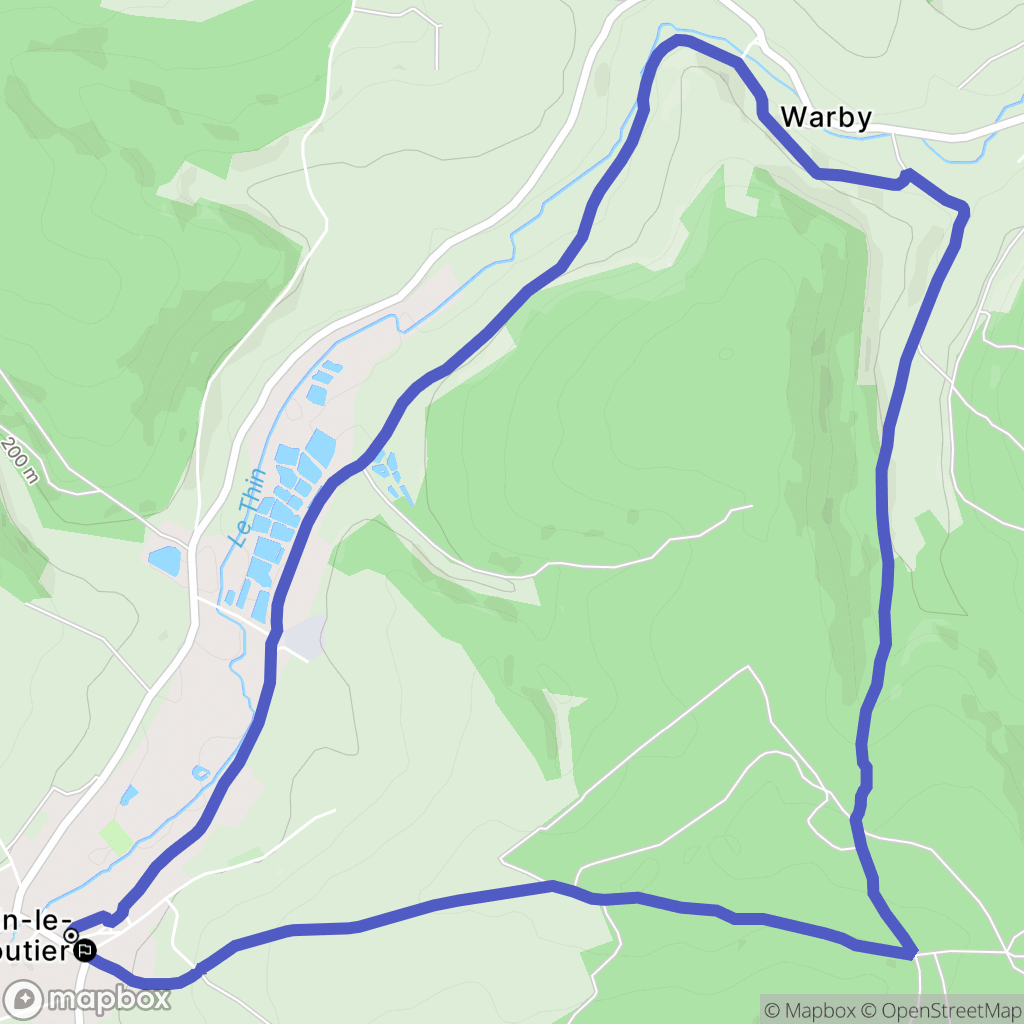 Thin-le-Moutier : carte du parcours de randonnée - France