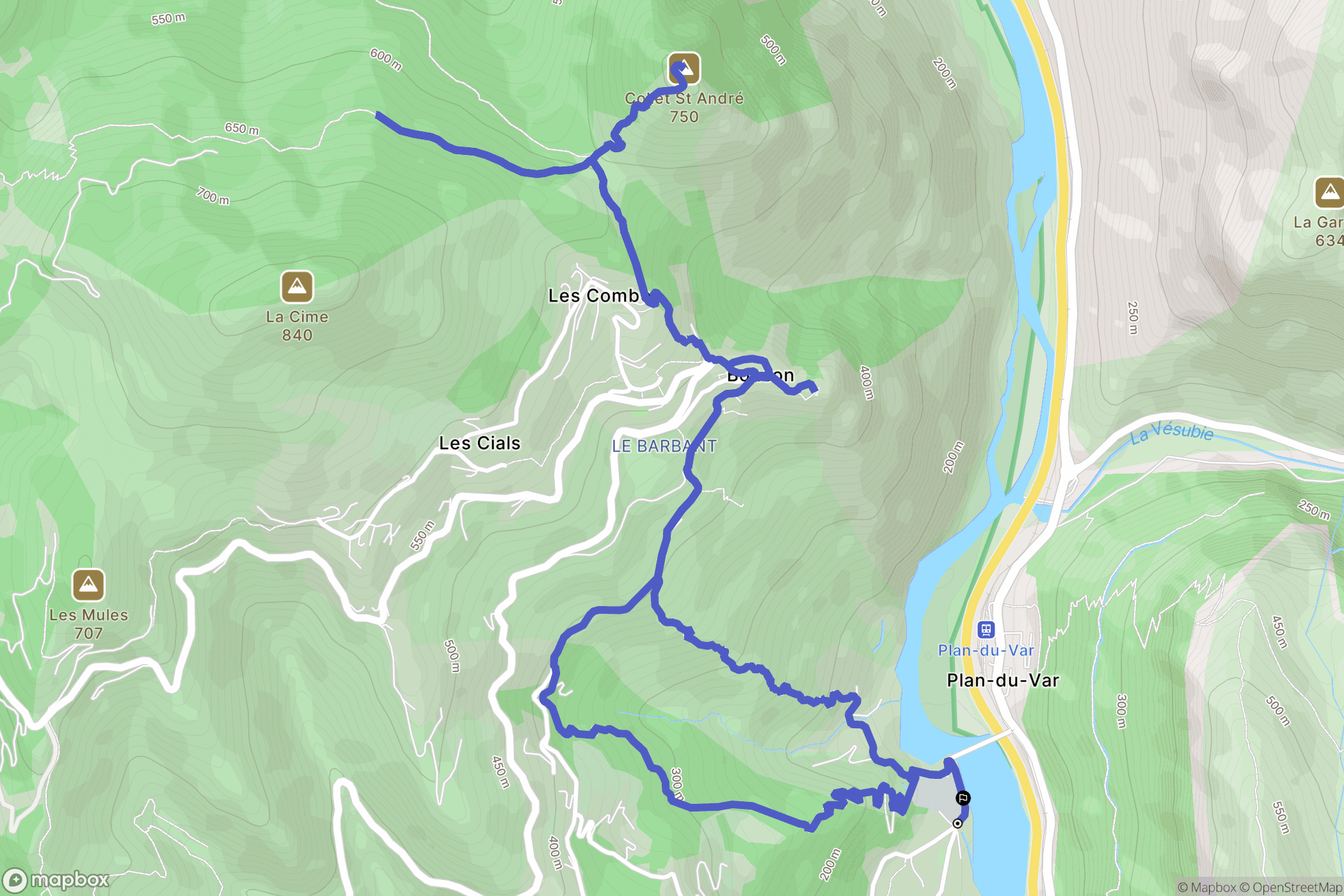 Bonson : carte du parcours de randonnée - France