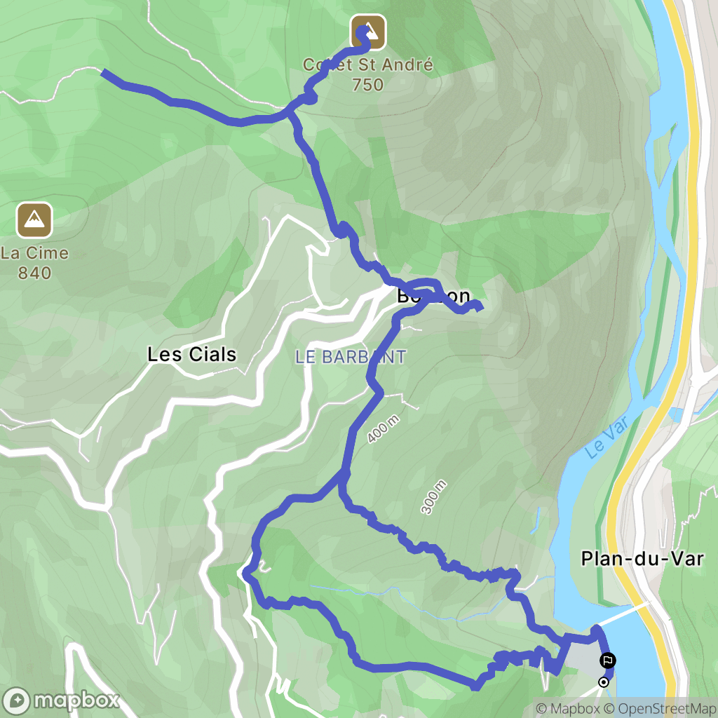 Bonson : carte du parcours de randonnée - France