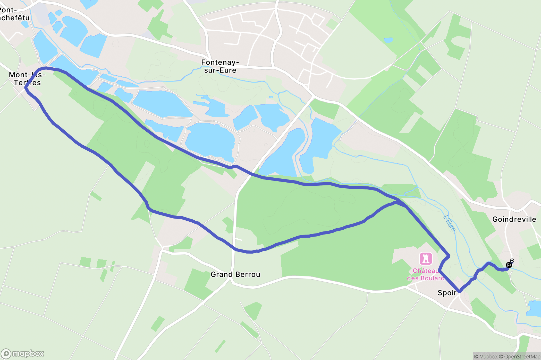 Thivars : carte du parcours de randonnée - France