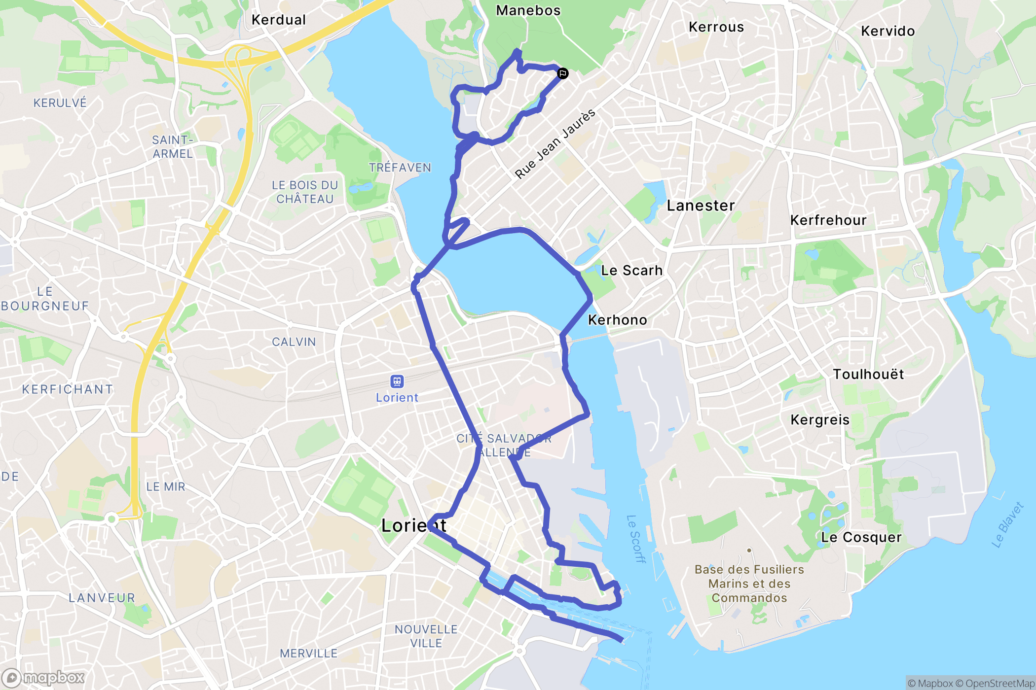 Lanester : carte du parcours de randonnée - France