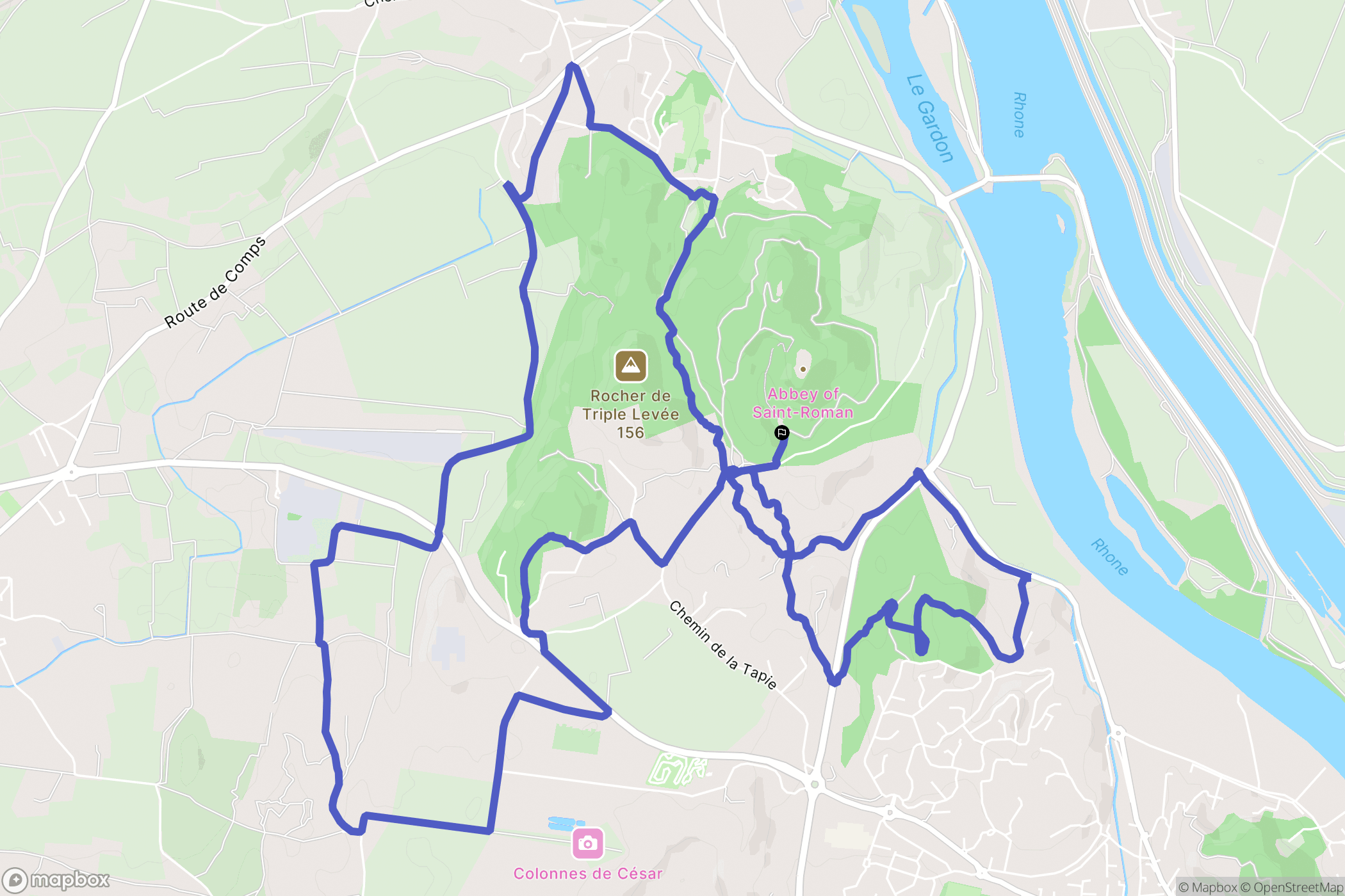 Beaucaire : carte du parcours de randonnée - France