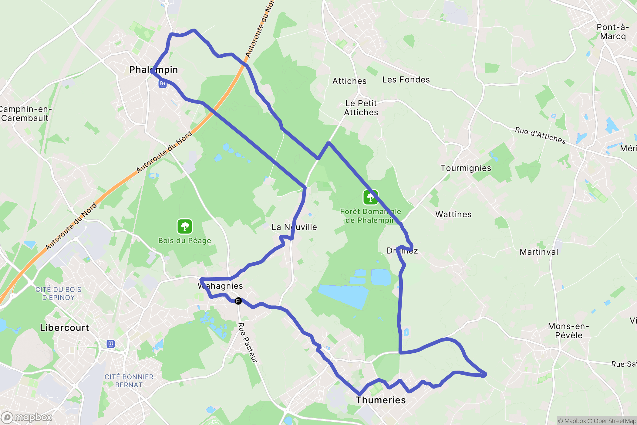 Wahagnies : carte du parcours de randonnée - France