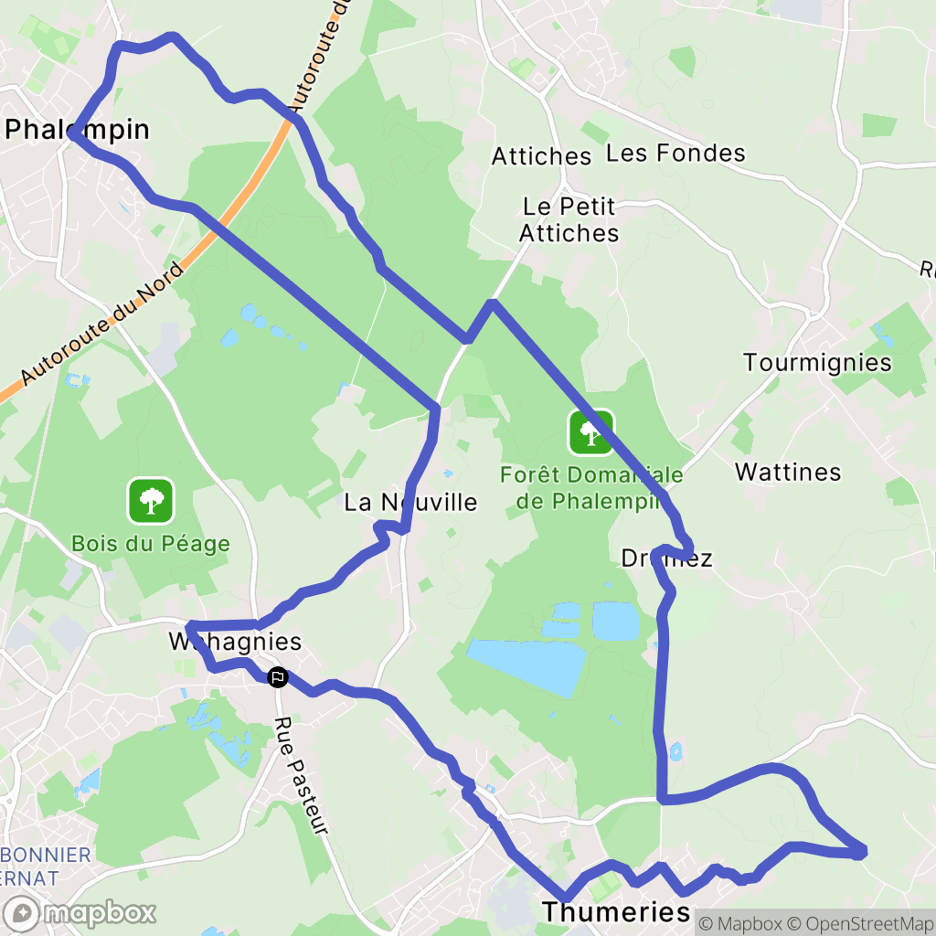 Wahagnies : carte du parcours de randonnée - France