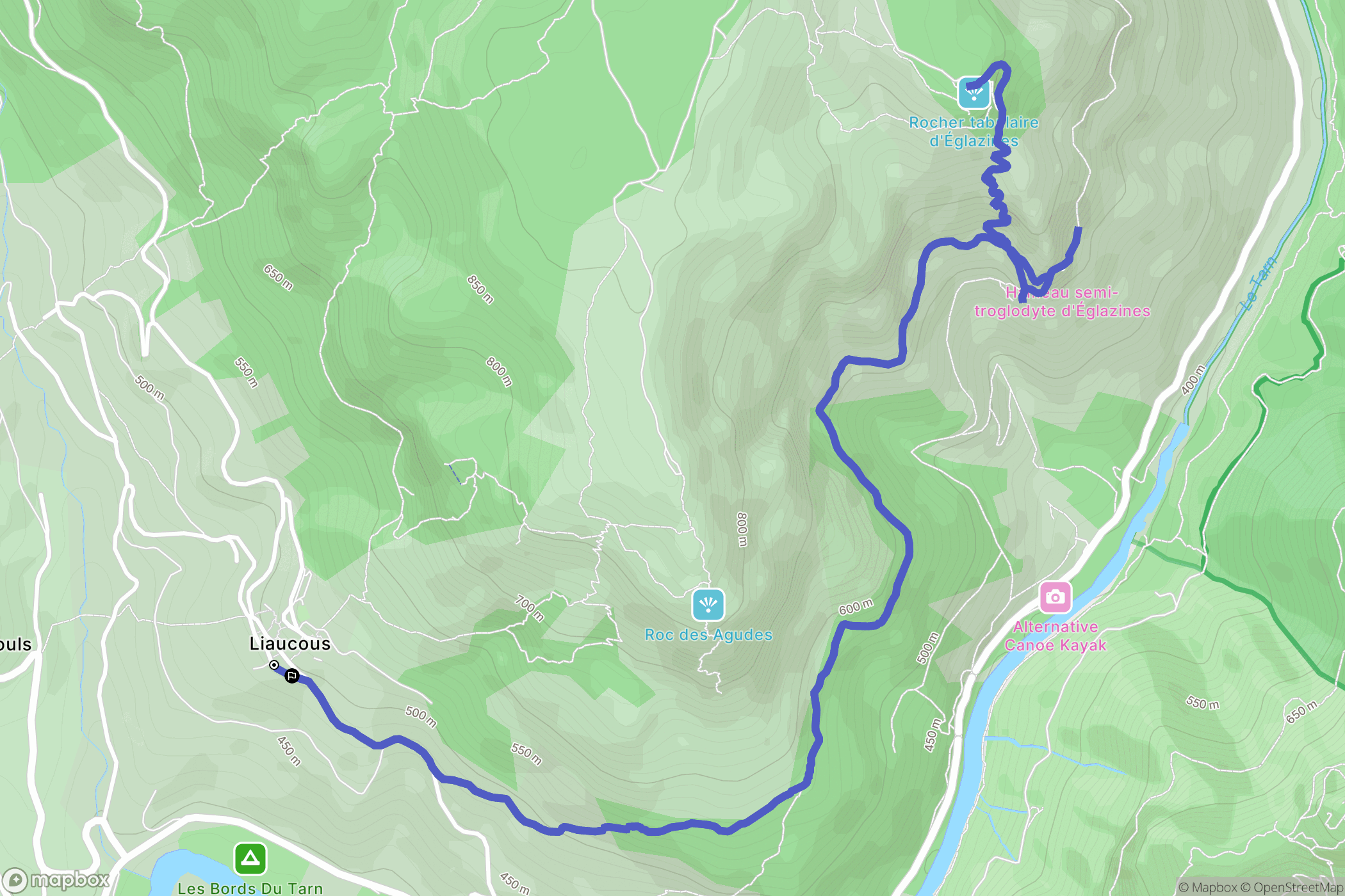Mostuéjouls : carte du parcours de randonnée - France