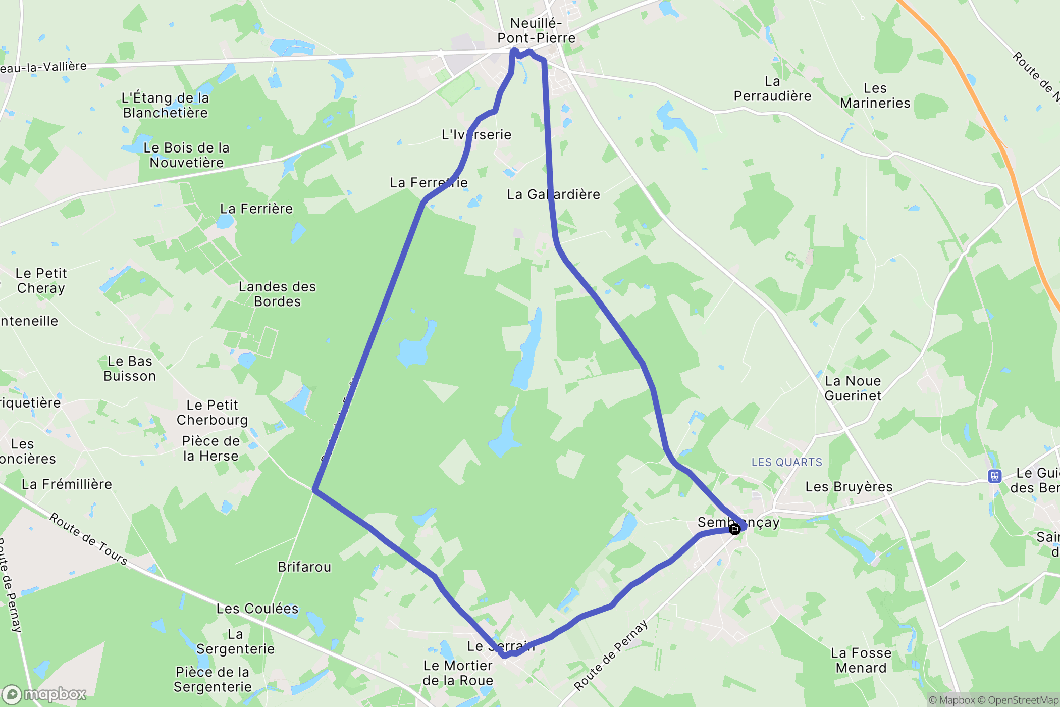 Semblançay : carte du parcours de randonnée - France