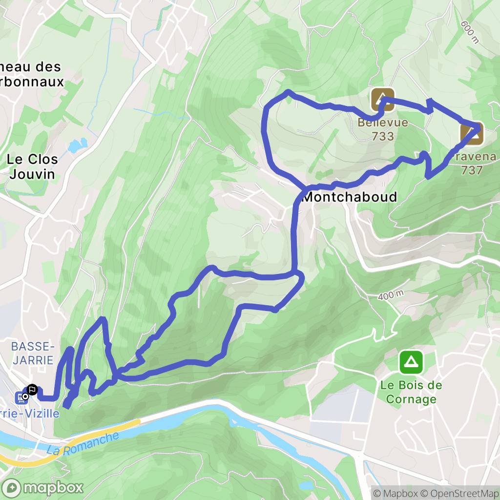 Jarrie : carte du parcours de randonnée - France