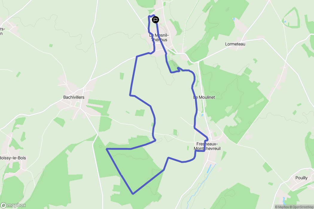 Le Mesnil-Théribus : carte du parcours de randonnée - France