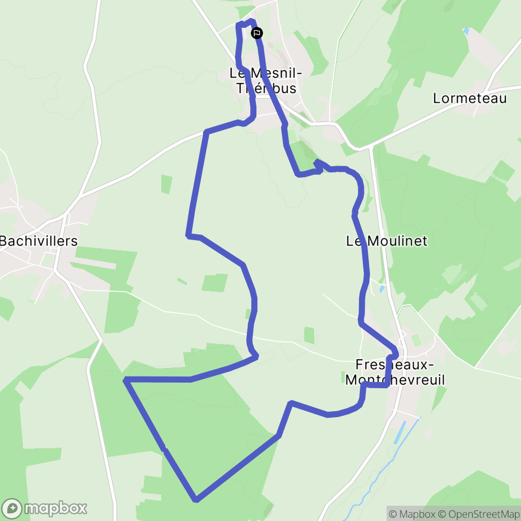 Le Mesnil-Théribus : carte du parcours de randonnée - France