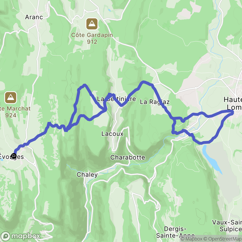 Évosges : carte du parcours de randonnée - France