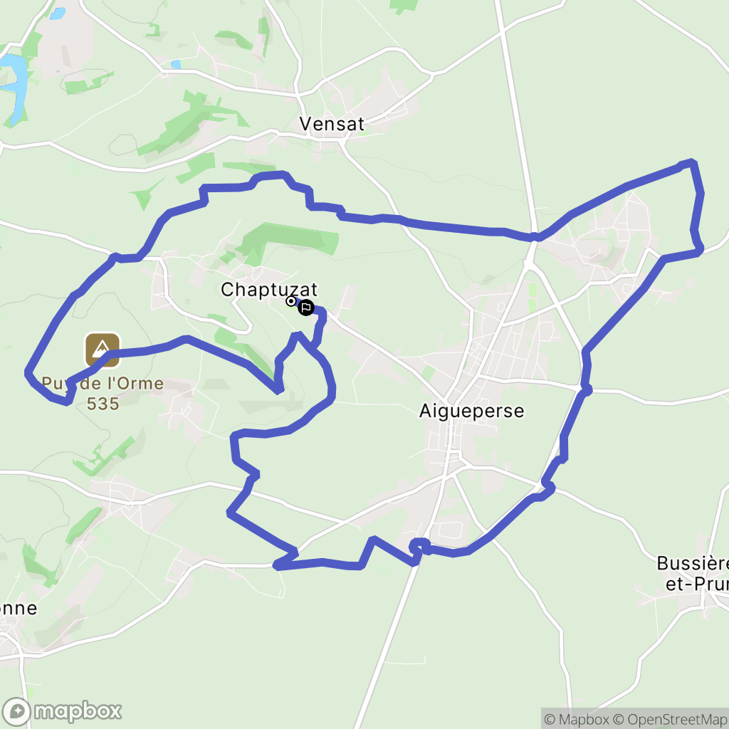 Chaptuzat : carte du parcours de randonnée - France