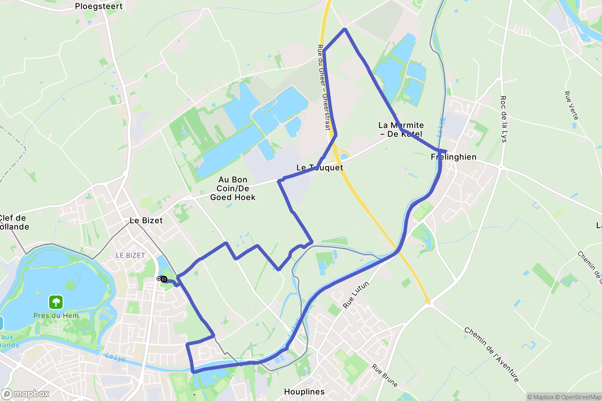 Armentières : carte du parcours de randonnée - France