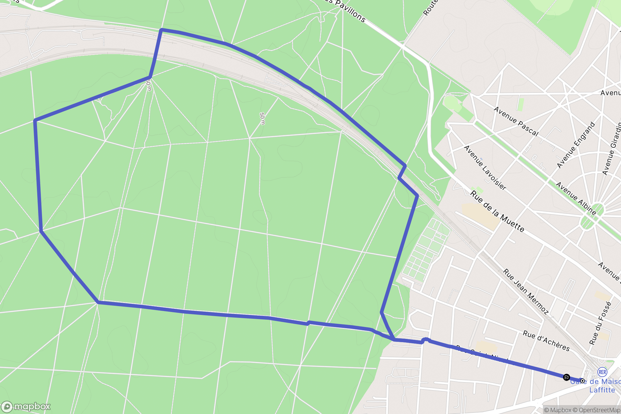 Maisons-Laffitte : carte du parcours de randonnée - France