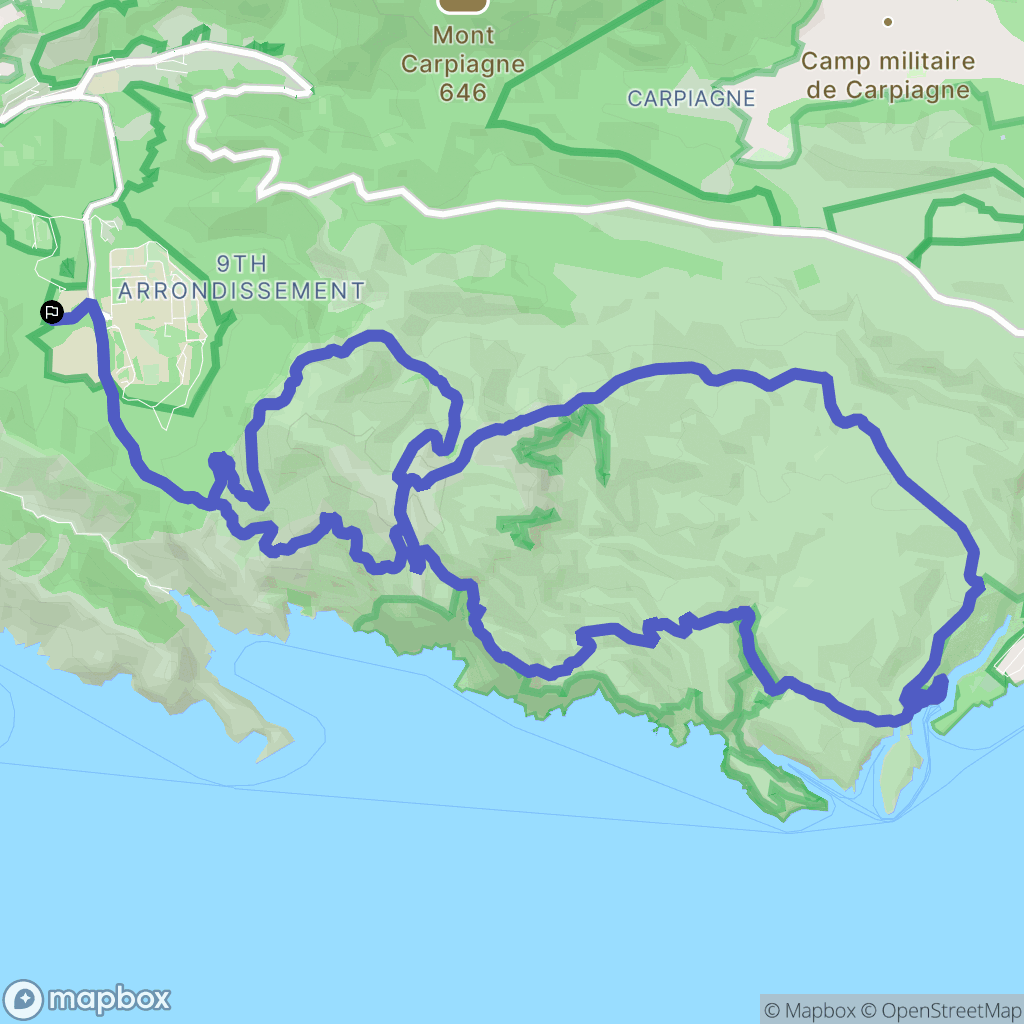 Marseille : carte du parcours de randonnée - France