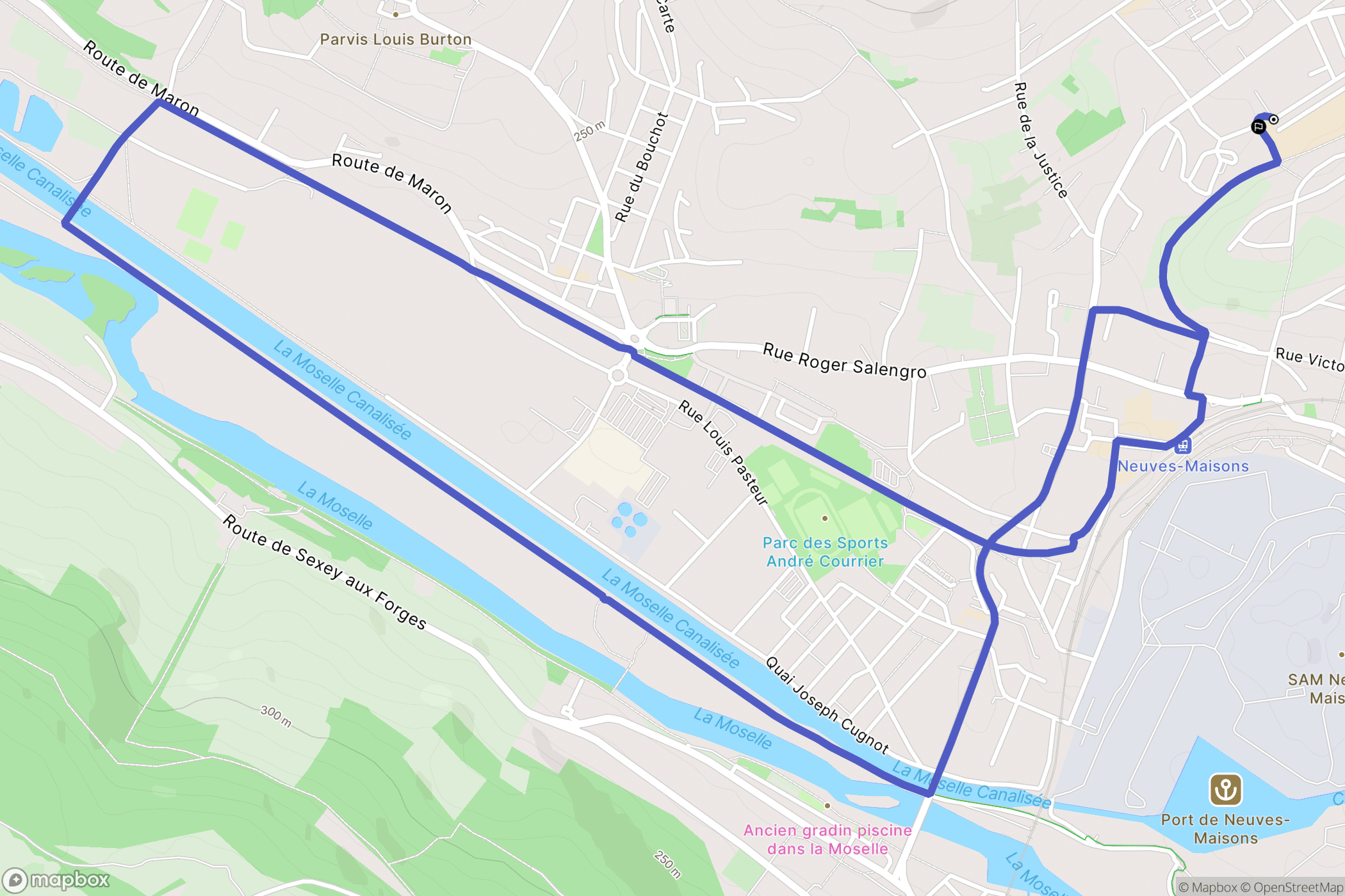 Neuves-Maisons : carte du parcours de randonnée - France