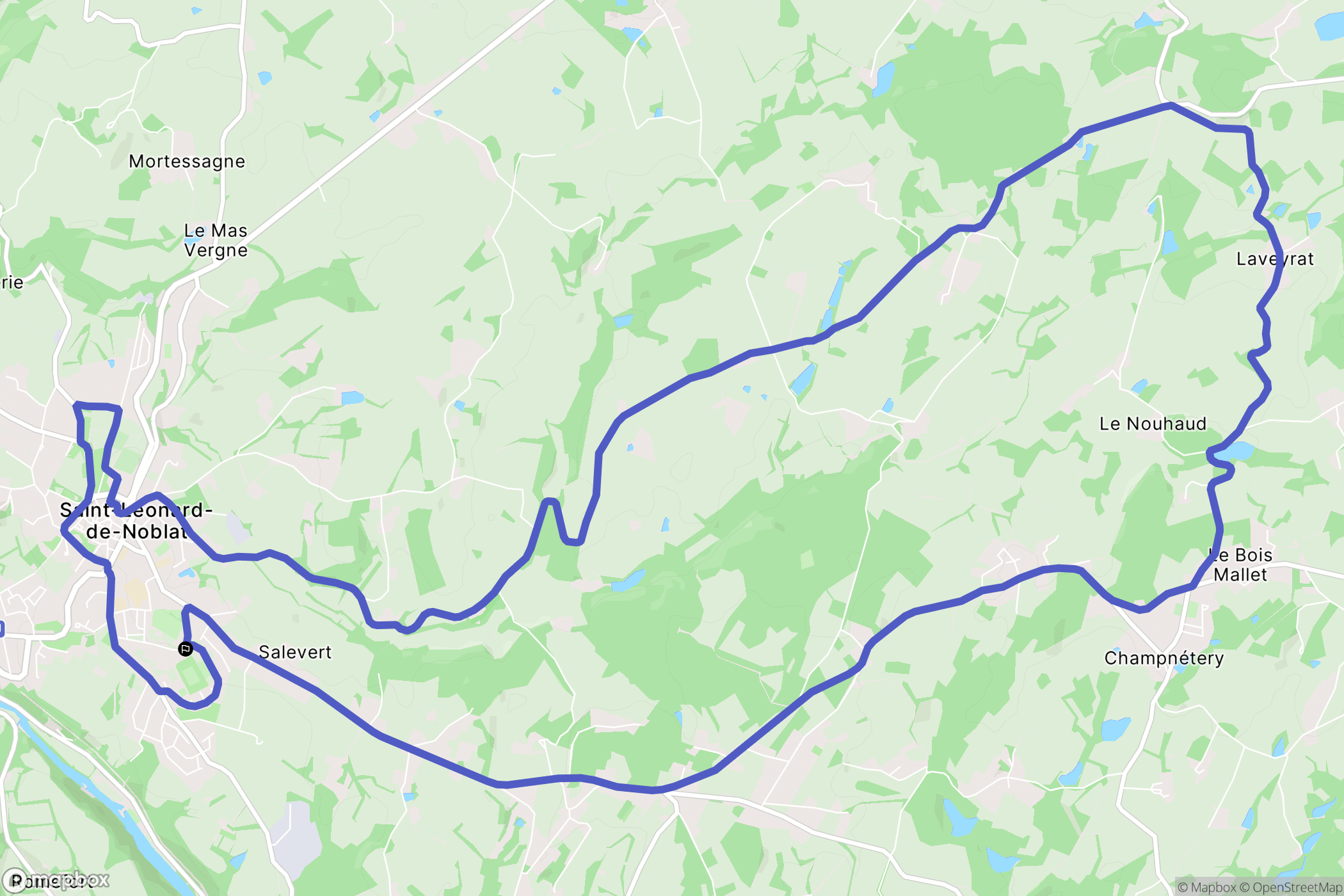 Saint-Léonard-de-Noblat : carte du parcours de randonnée - France