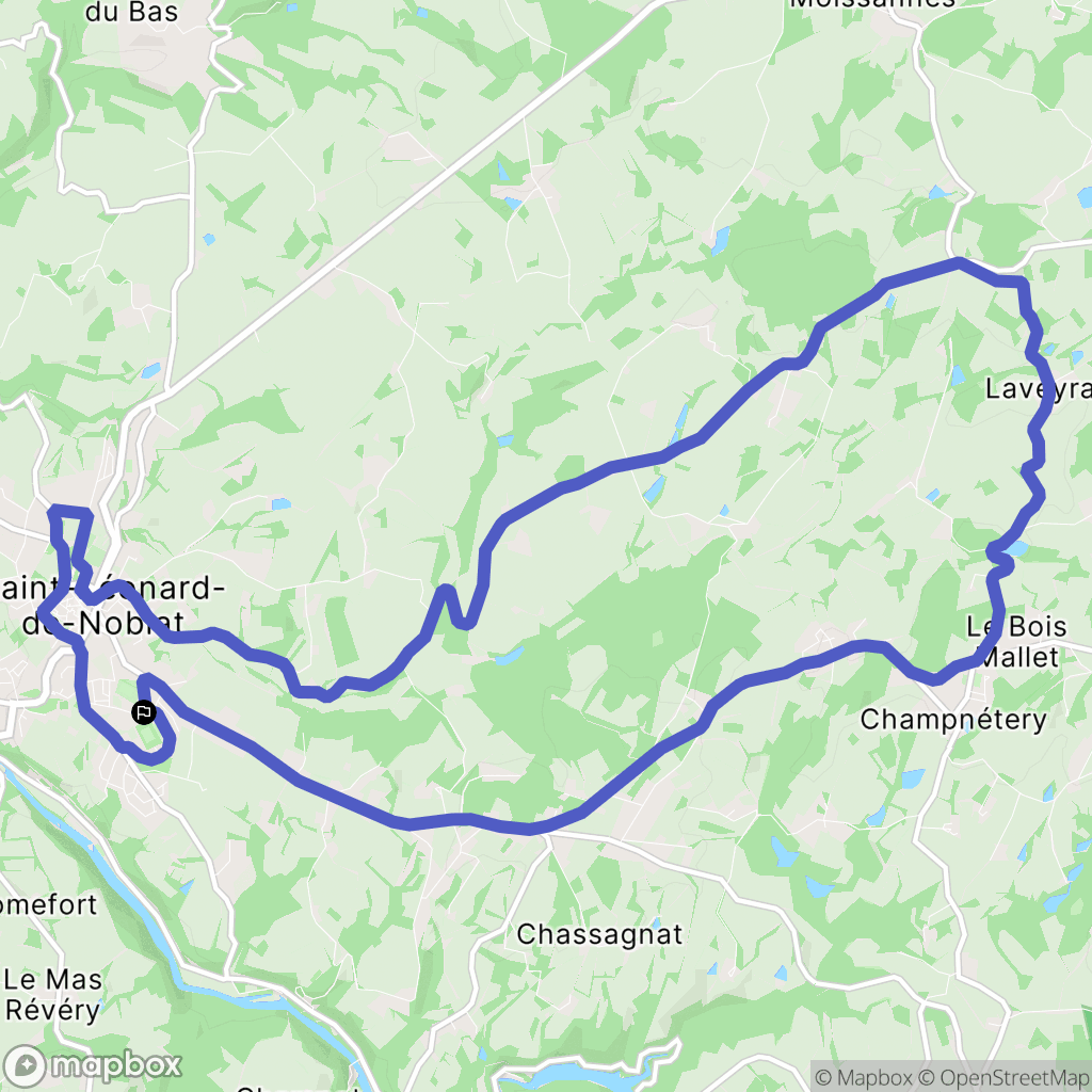 Saint-Léonard-de-Noblat : carte du parcours de randonnée - France