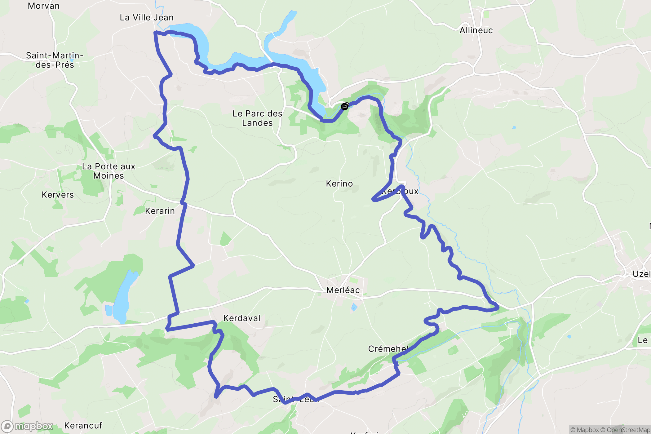Allineuc : carte du parcours de randonnée - France