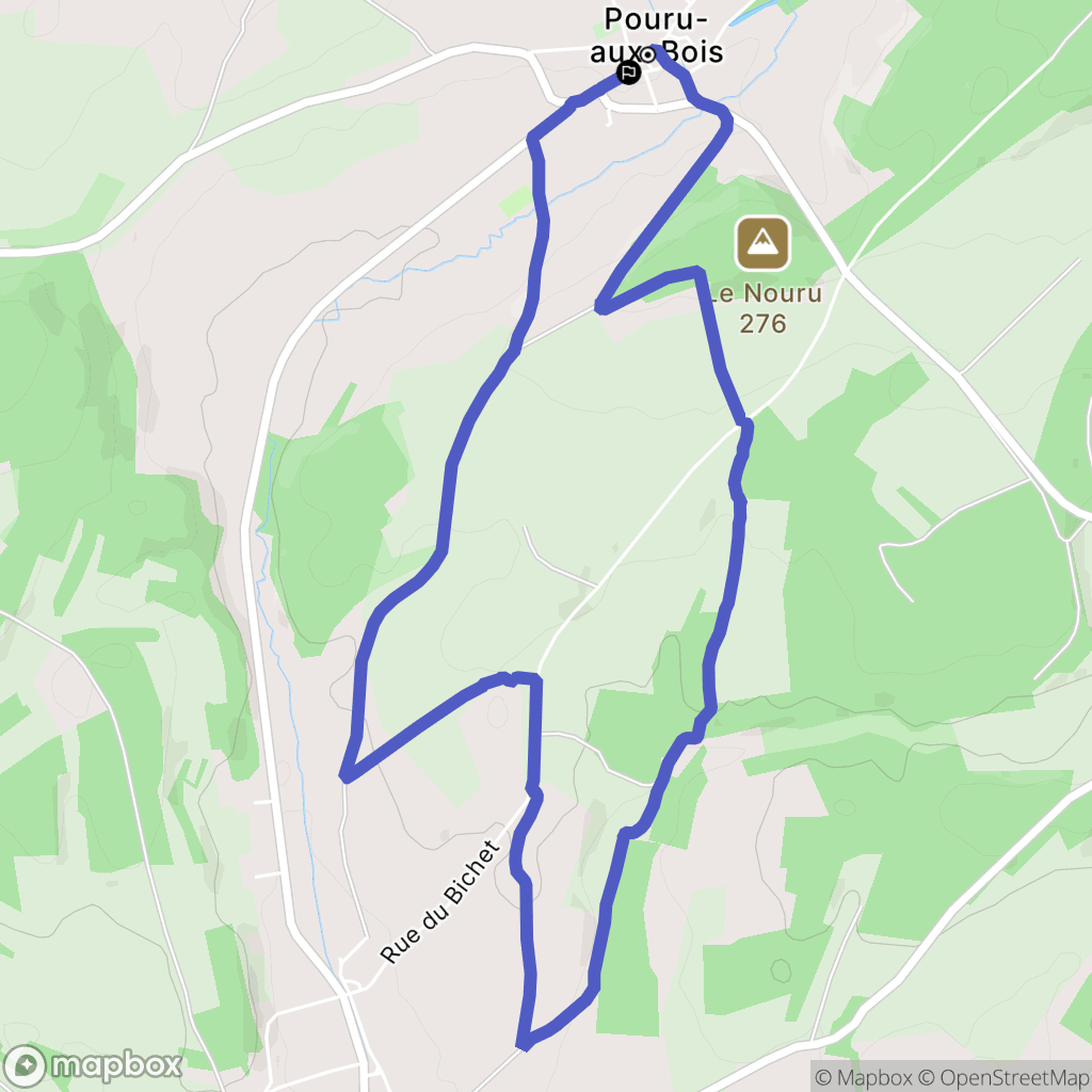 Pouru-aux-Bois : carte du parcours de randonnée - France