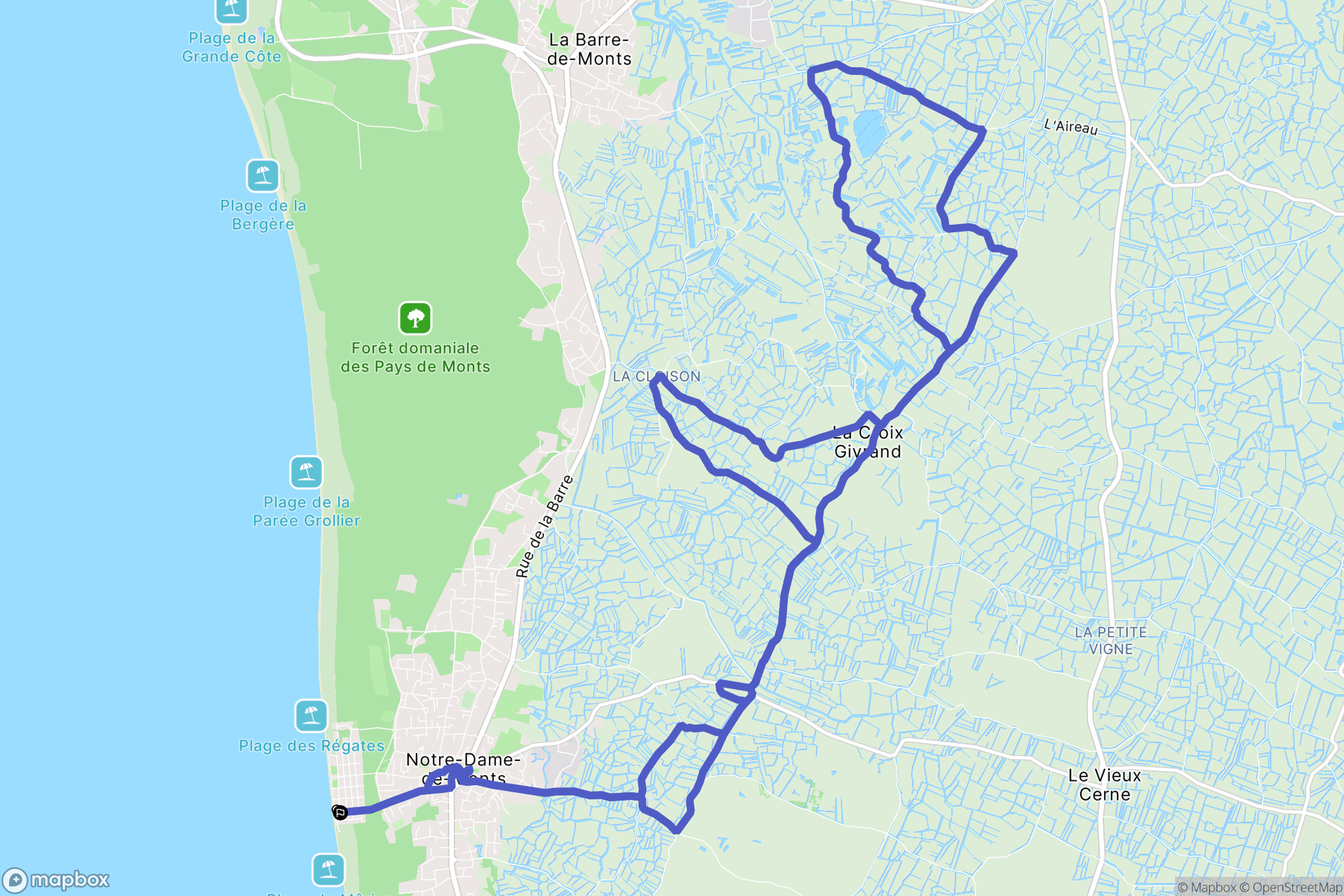 Notre-Dame-de-Monts : carte du parcours de randonnée - France