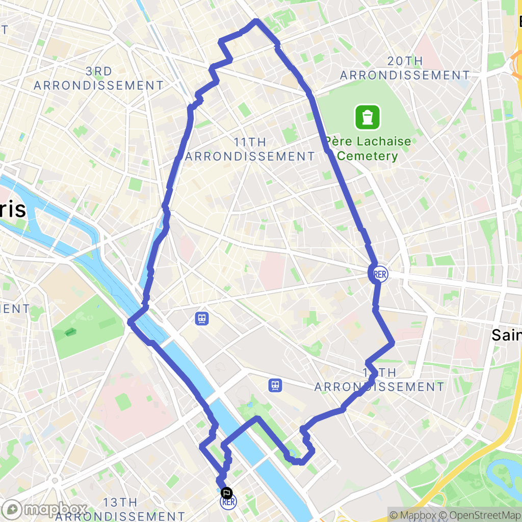 Paris : carte du parcours de randonnée - France