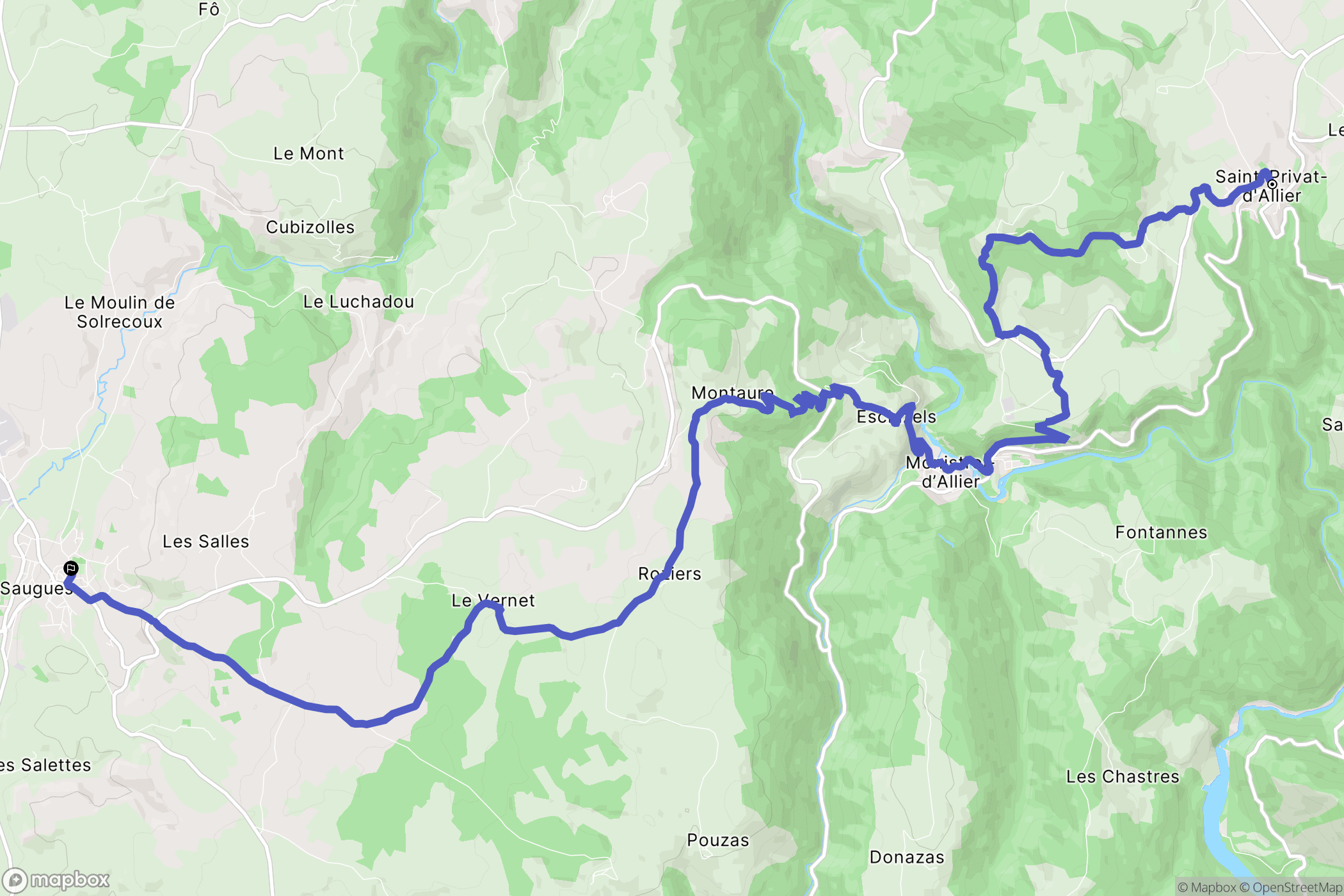Saint-Privat-d'Allier : carte du parcours de randonnée - France