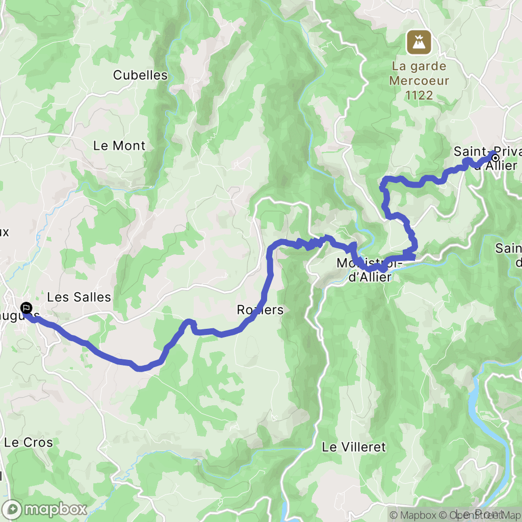 Saint-Privat-d'Allier : carte du parcours de randonnée - France
