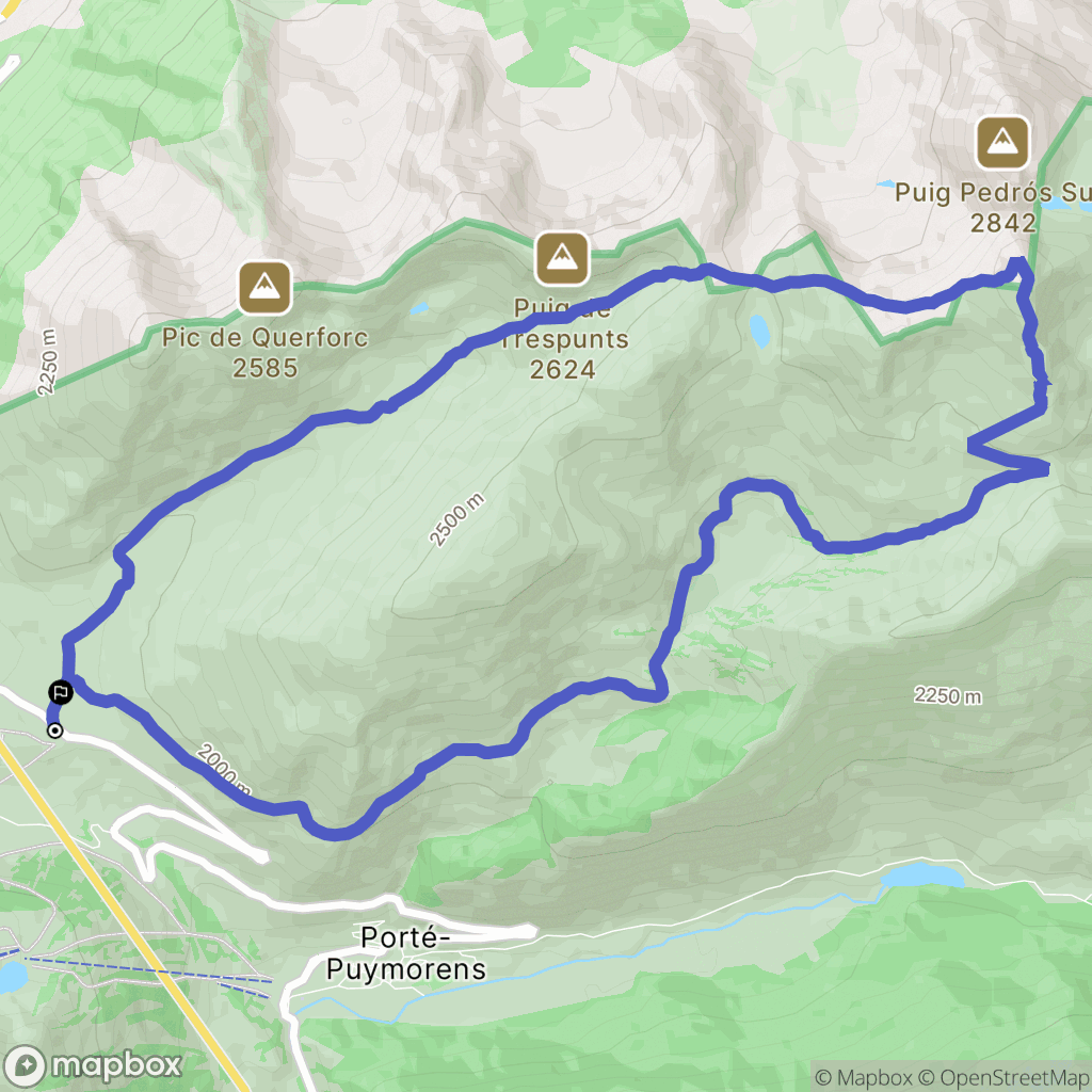 Porté-Puymorens : carte du parcours de randonnée - France
