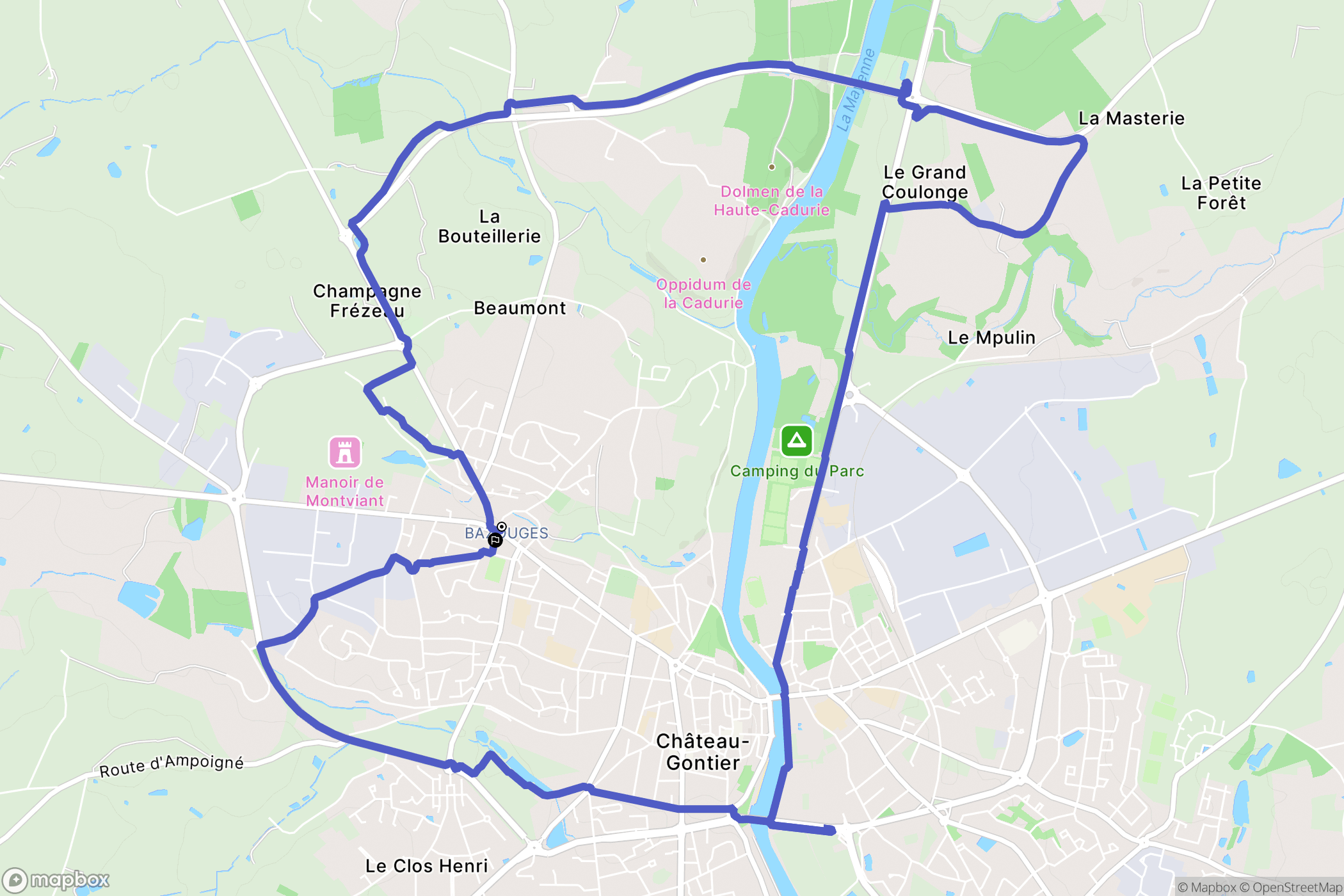 Château-Gontier-sur-Mayenne : carte du parcours de randonnée - France