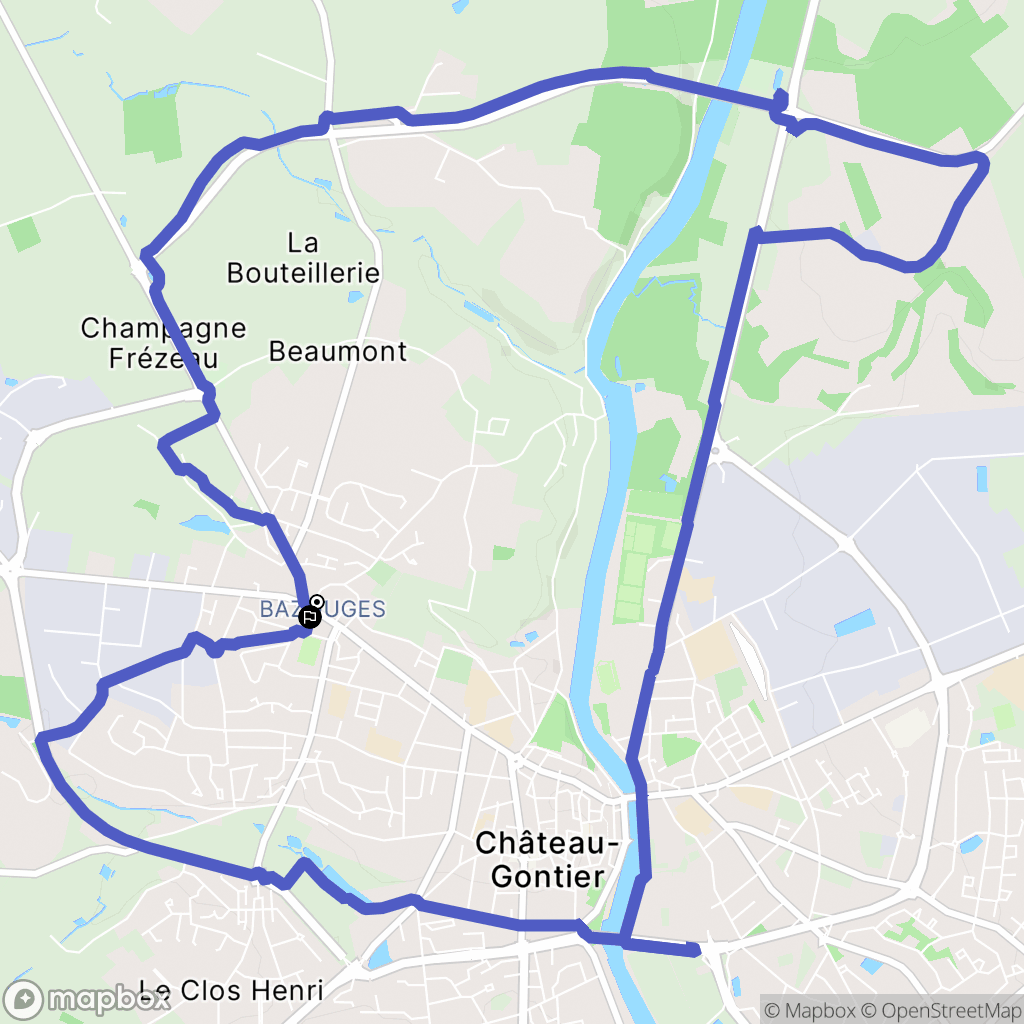 Château-Gontier-sur-Mayenne : carte du parcours de randonnée - France