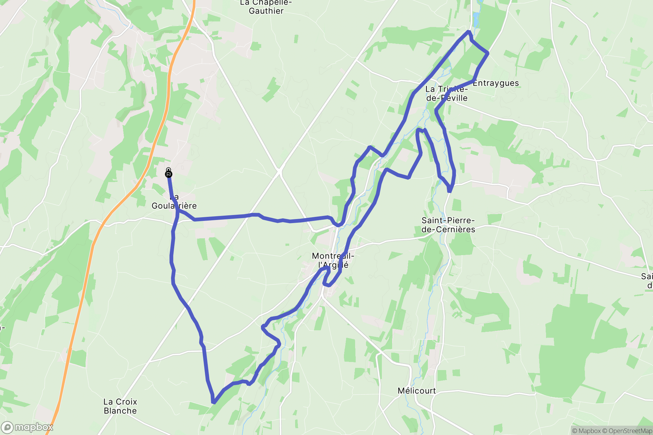 La Goulafrière : carte du parcours de randonnée - France