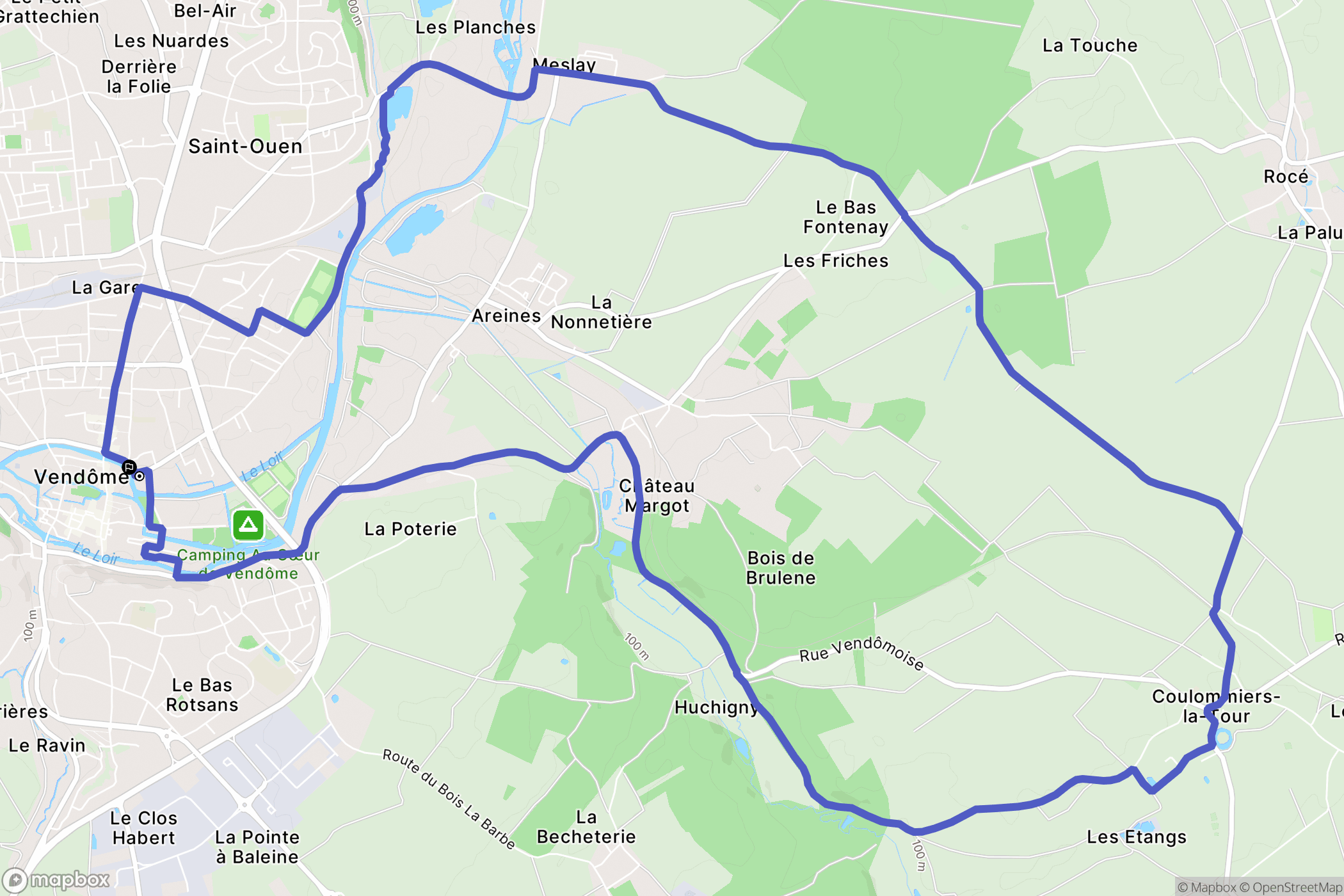 Vendôme : carte du parcours de randonnée - France
