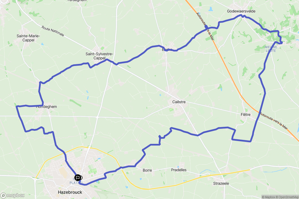 Hazebrouck : carte du parcours de randonnée - France
