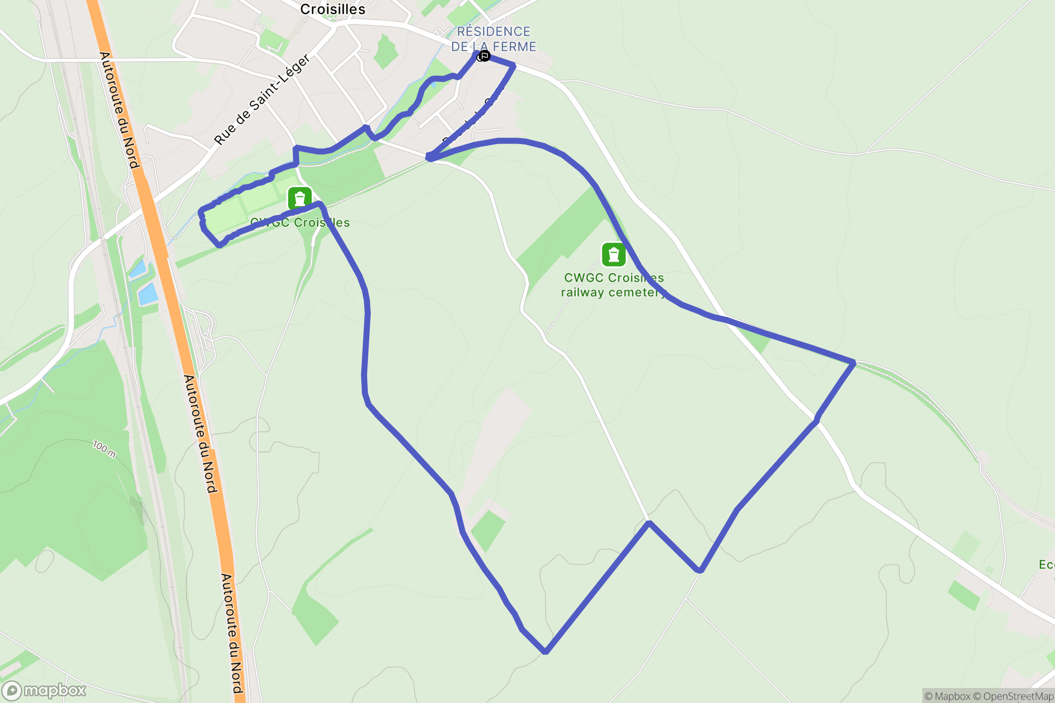 Croisilles : carte du parcours de randonnée - France