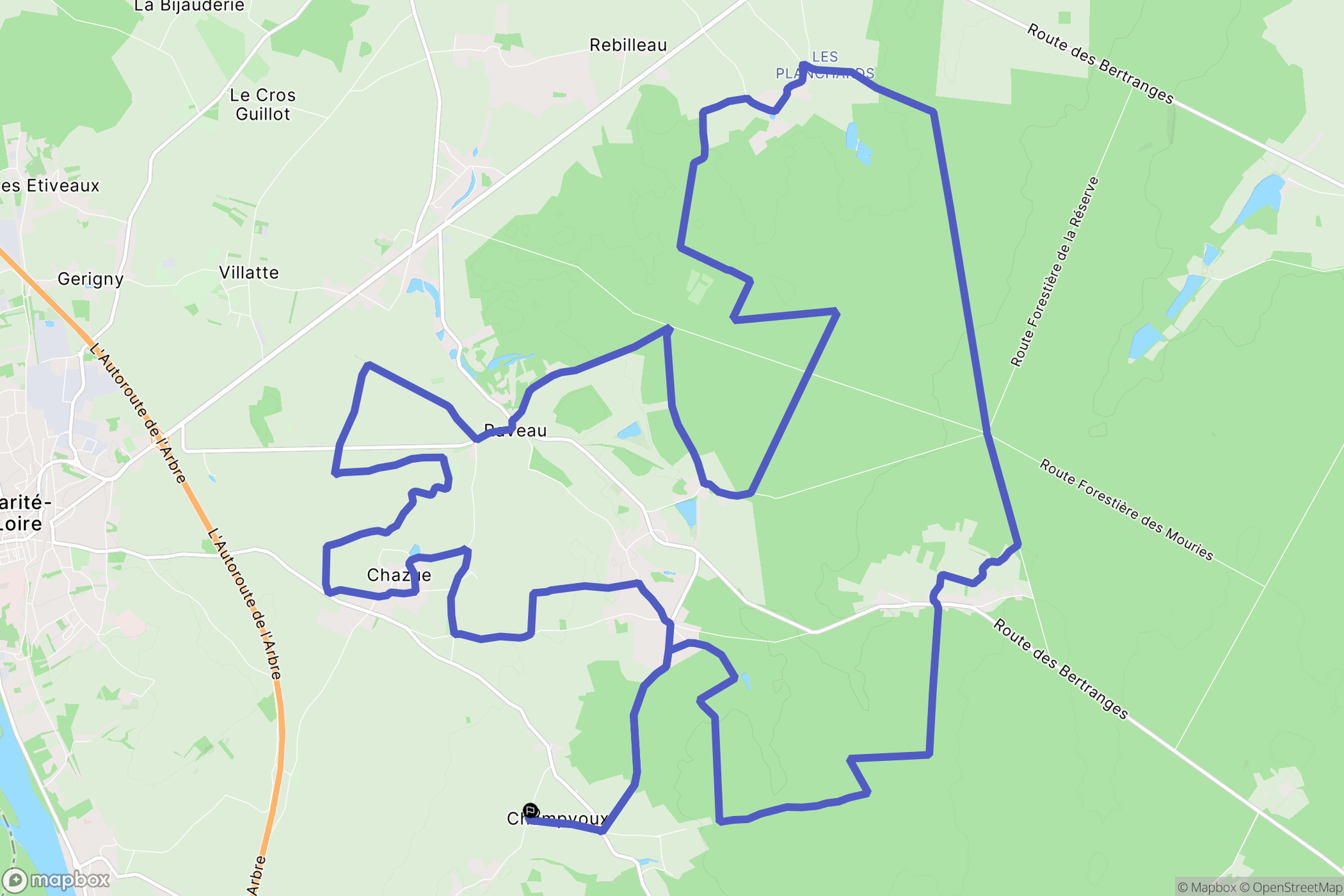 Champvoux : carte du parcours de randonnée - France